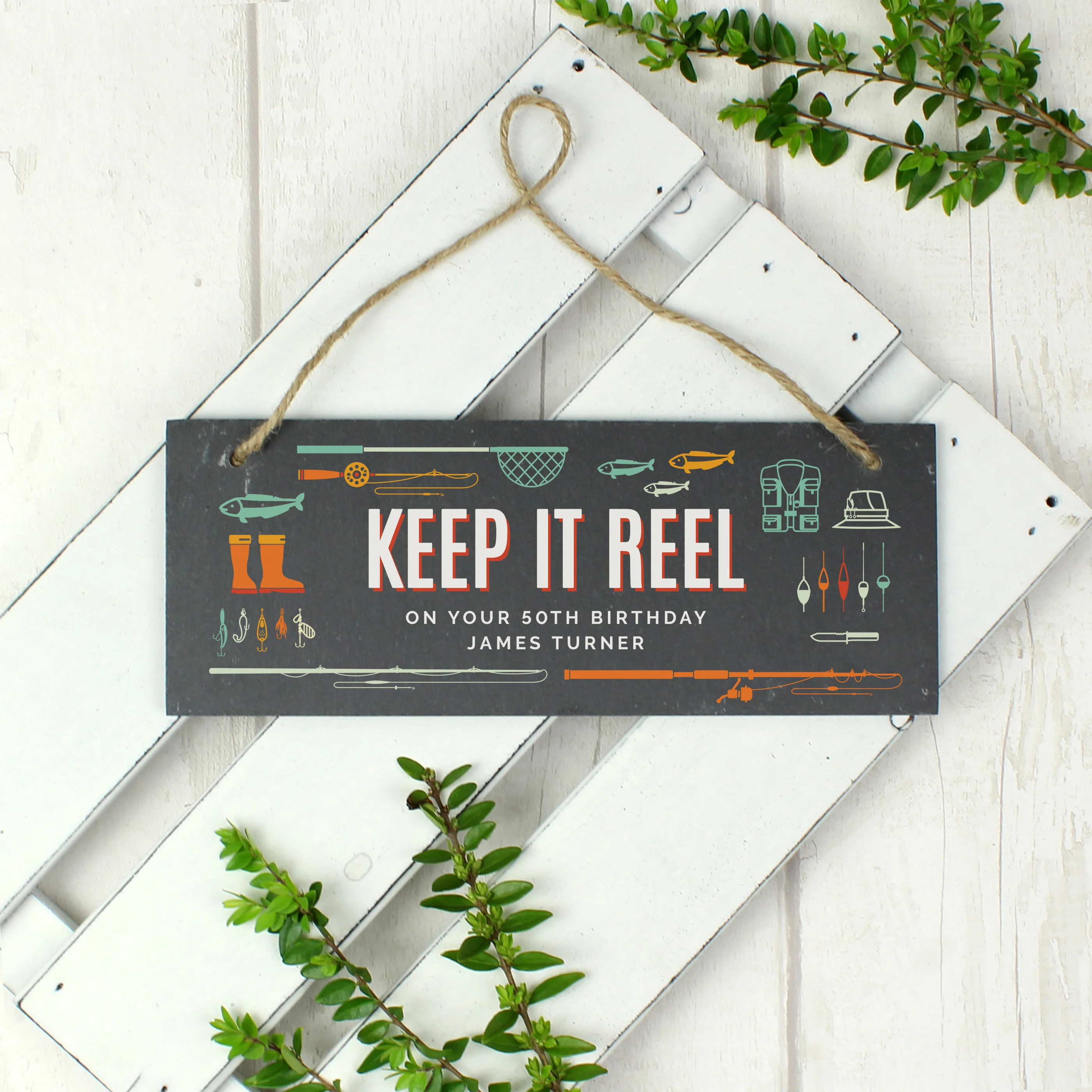 Personalised "Keep It Reel" Printed Hanging Slate Plaque - Image 4