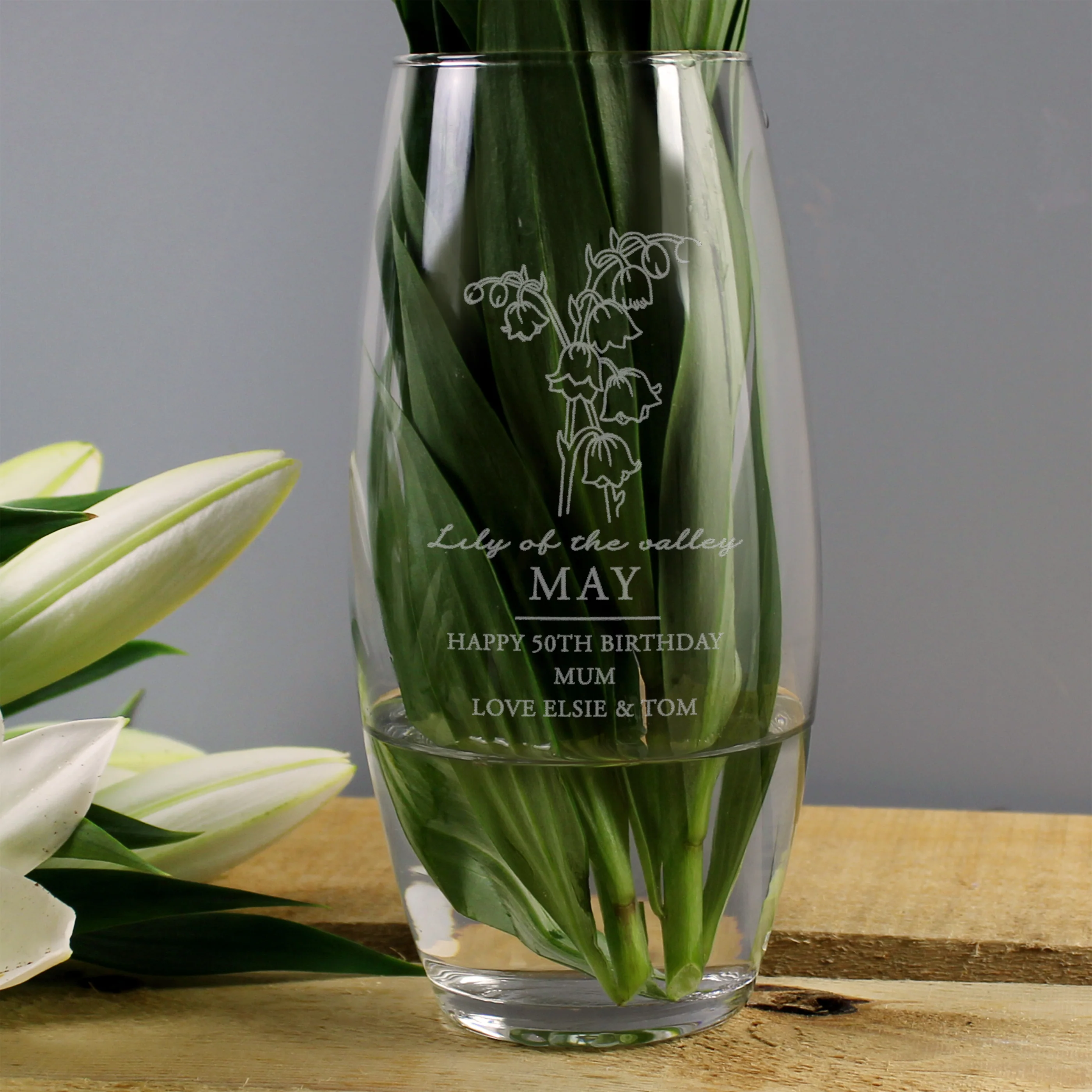Personalised May Birth Flower Bullet Vase - Image 2
