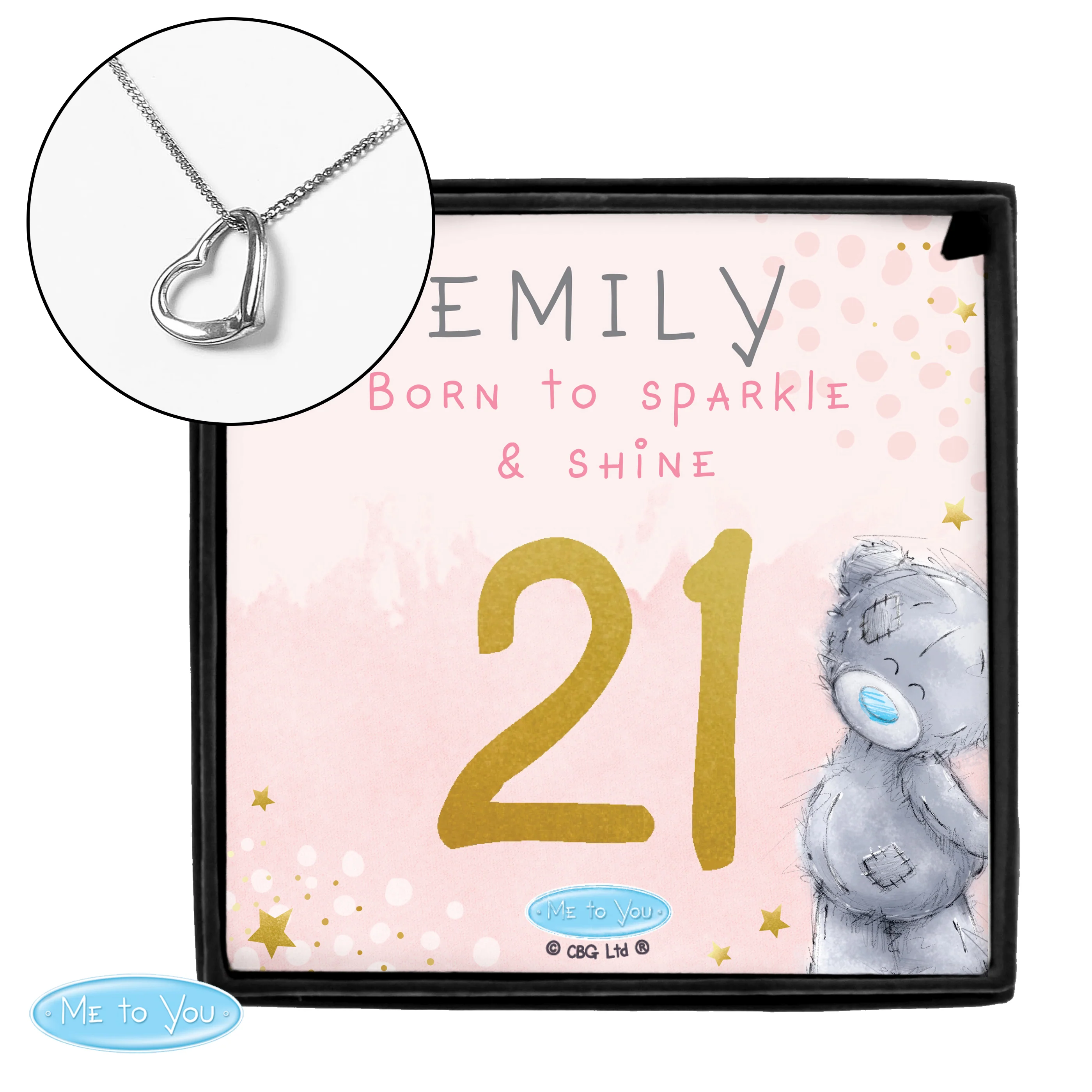 Personalised Me To You Sparkle & Shine Birthday Sentiment Silver Tone Necklace and Box - Image 2
