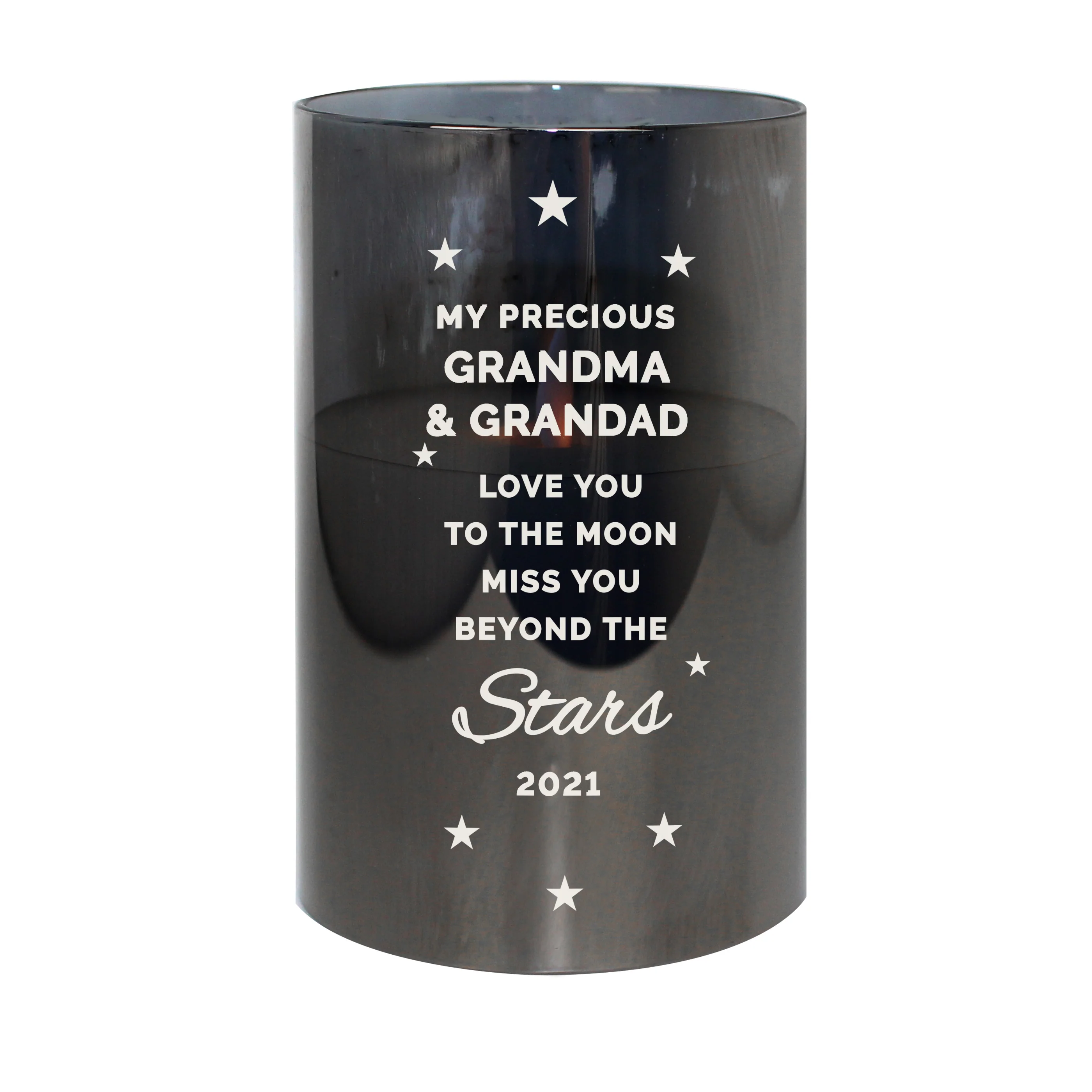 Personalised Miss You Beyond The Stars Smoked Glass LED Candle - Image 5