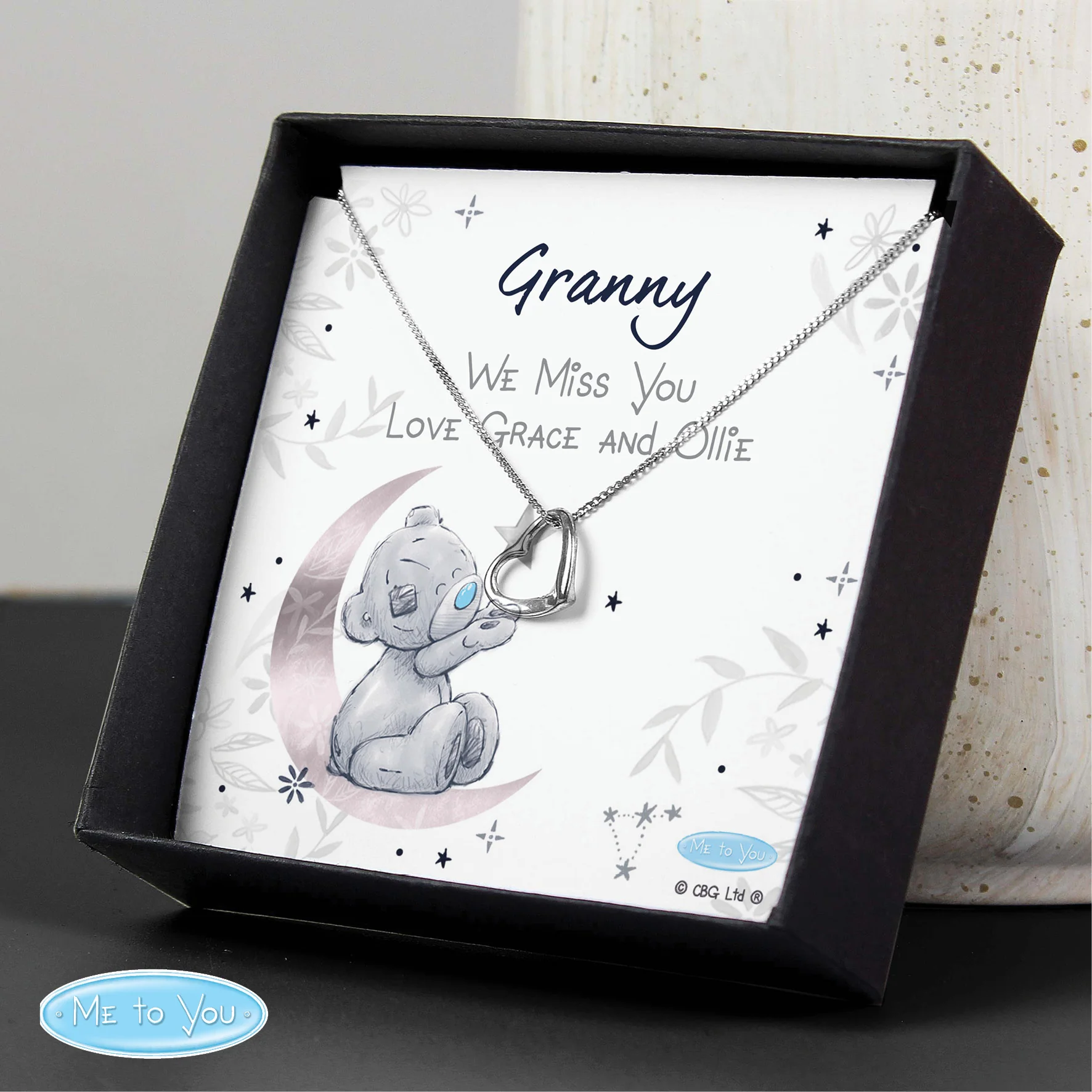 Personalised Moon & Stars Me To You Sentiment Silver Tone Necklace and Box - Image 6