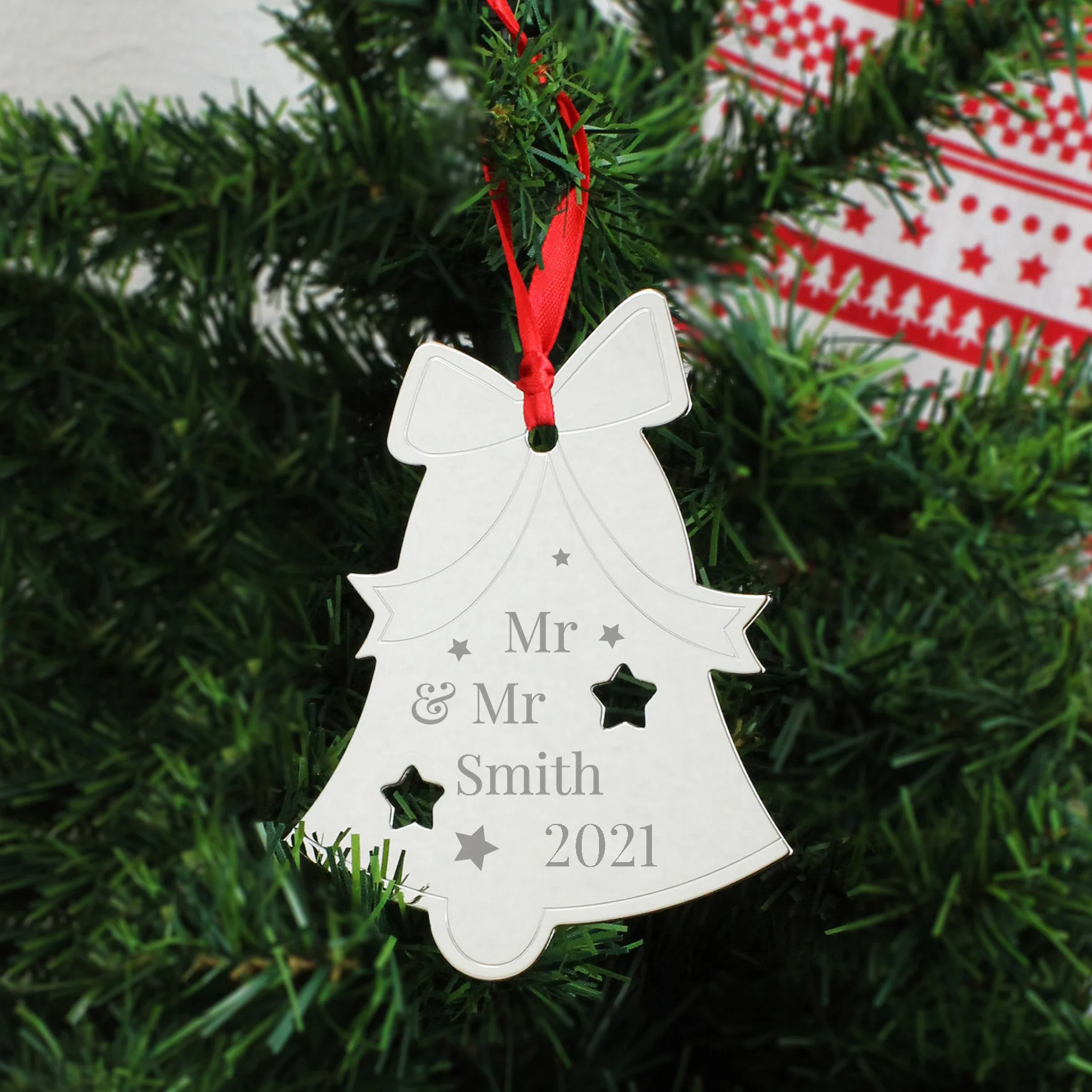 Personalised Mr & Mrs Bell Tree Decoration - Image 3