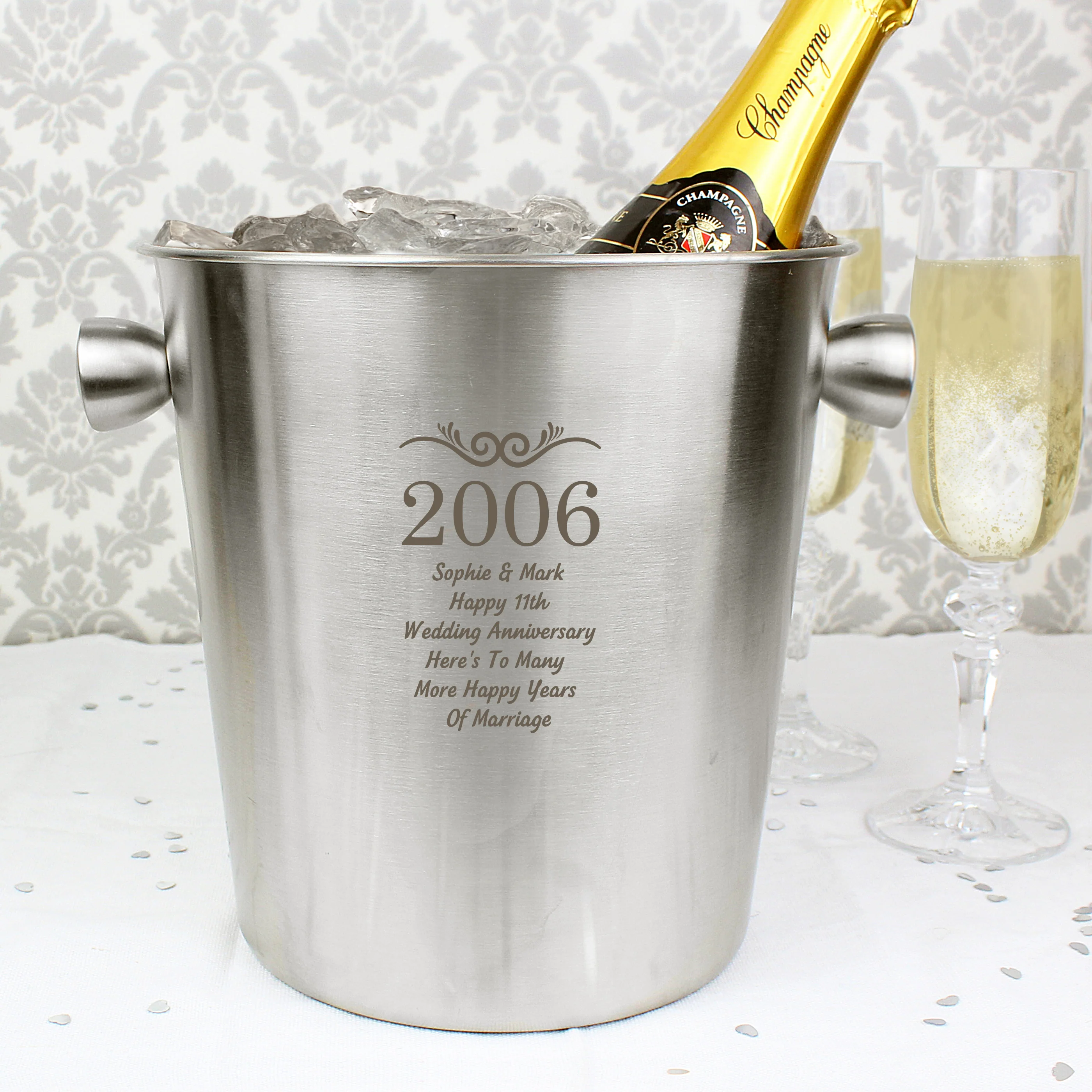 Personalised Number Frame Stainless Steel Ice Bucket - Image 3