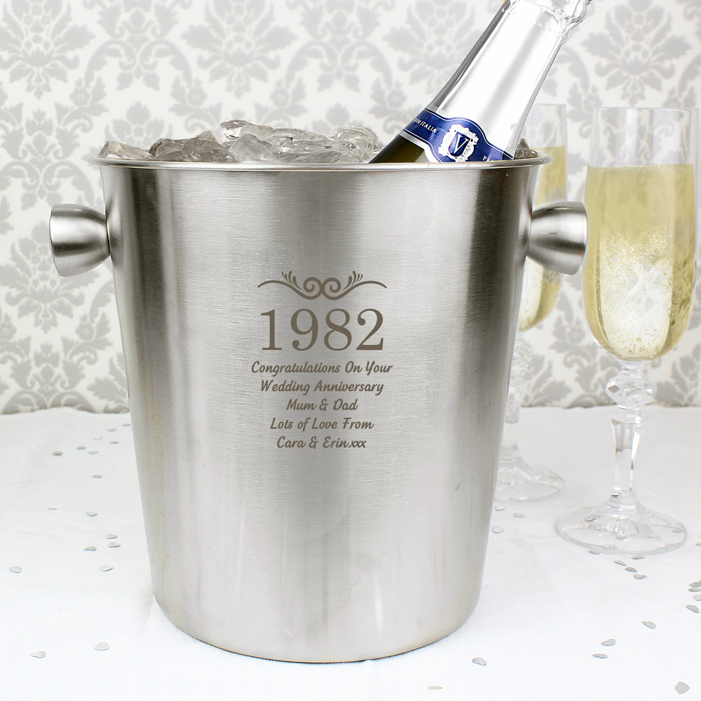 Personalised Number Frame Stainless Steel Ice Bucket - Image 5