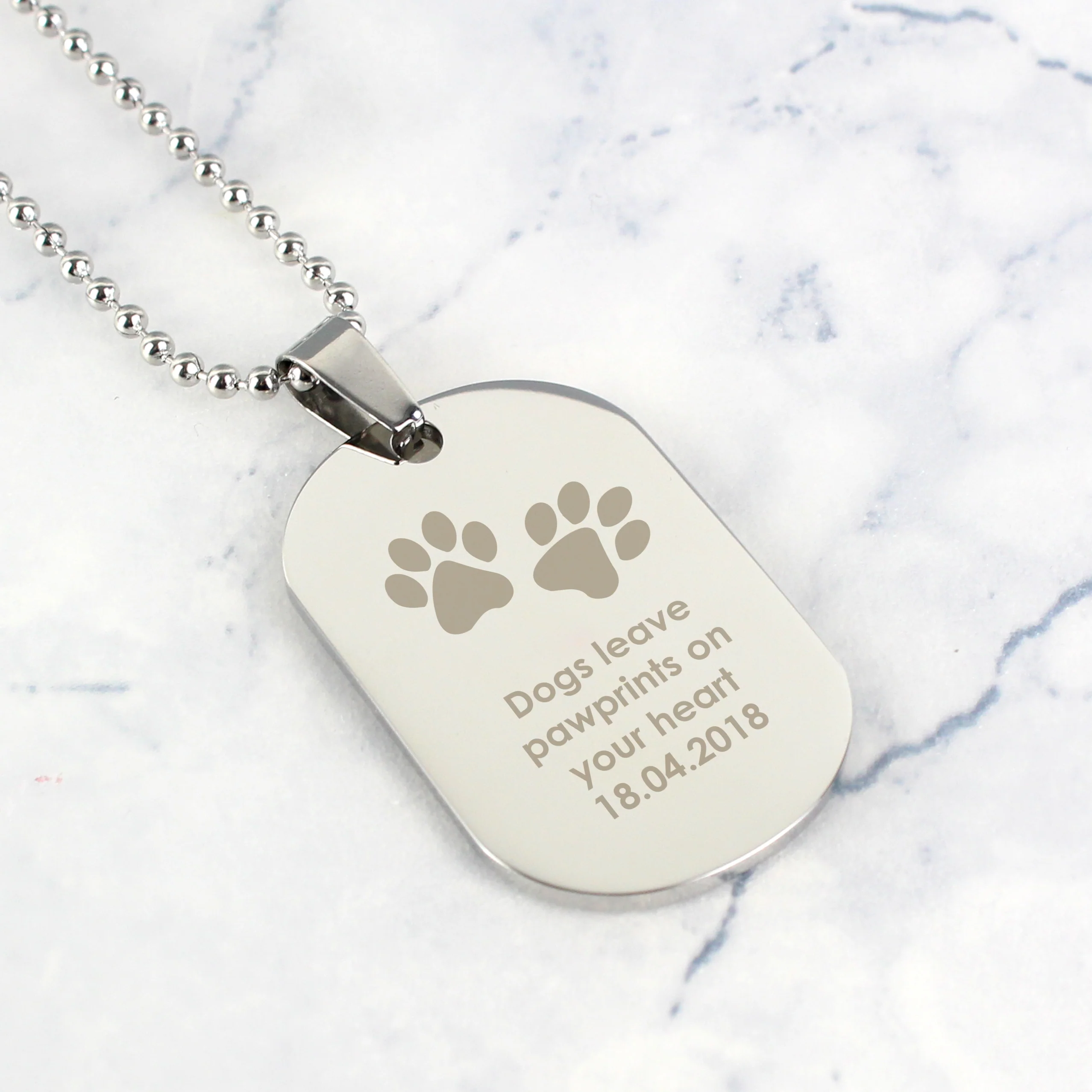 Personalised Paw Prints Stainless Steel Dog Tag Necklace - Image 4