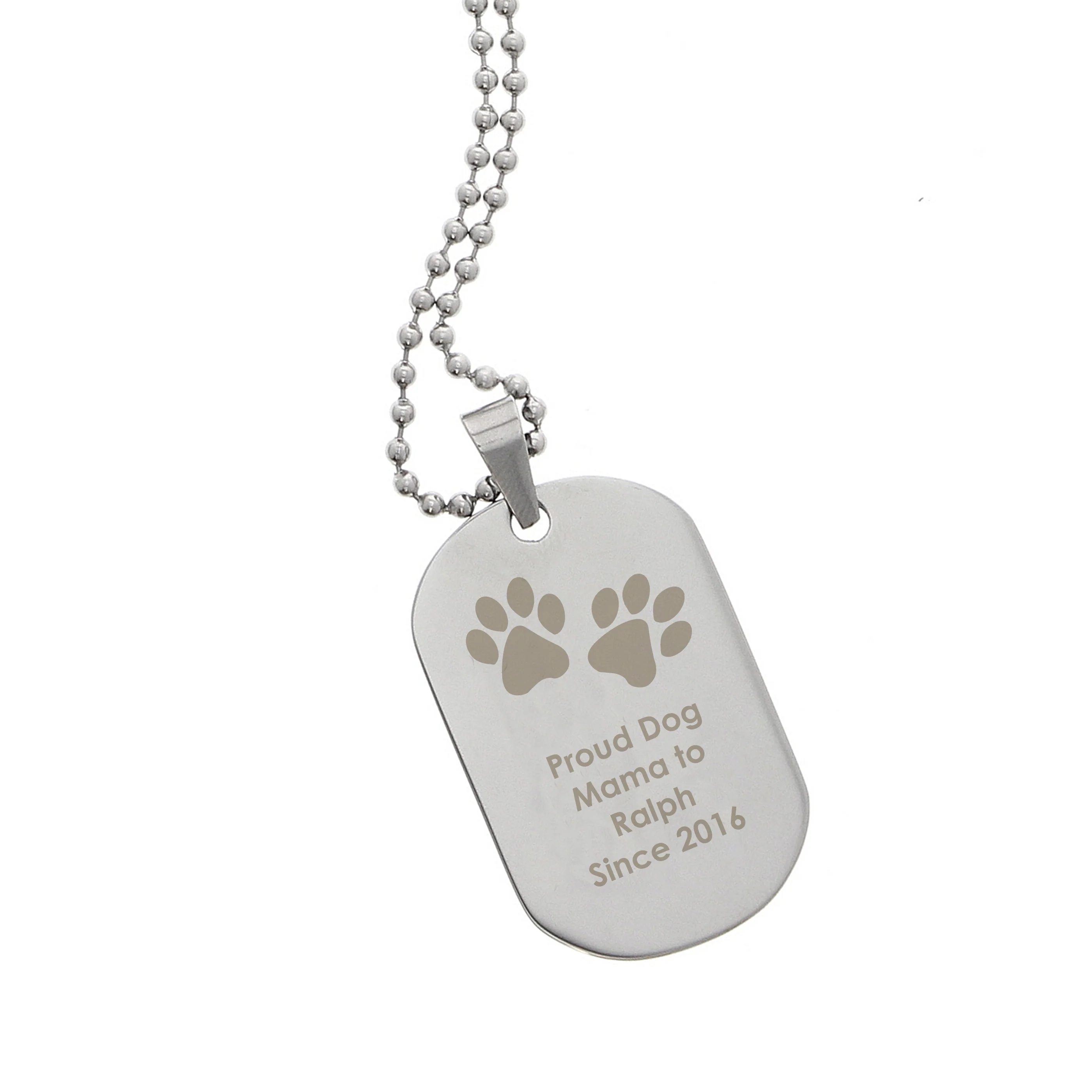 Personalised Paw Prints Stainless Steel Dog Tag Necklace - Image 9