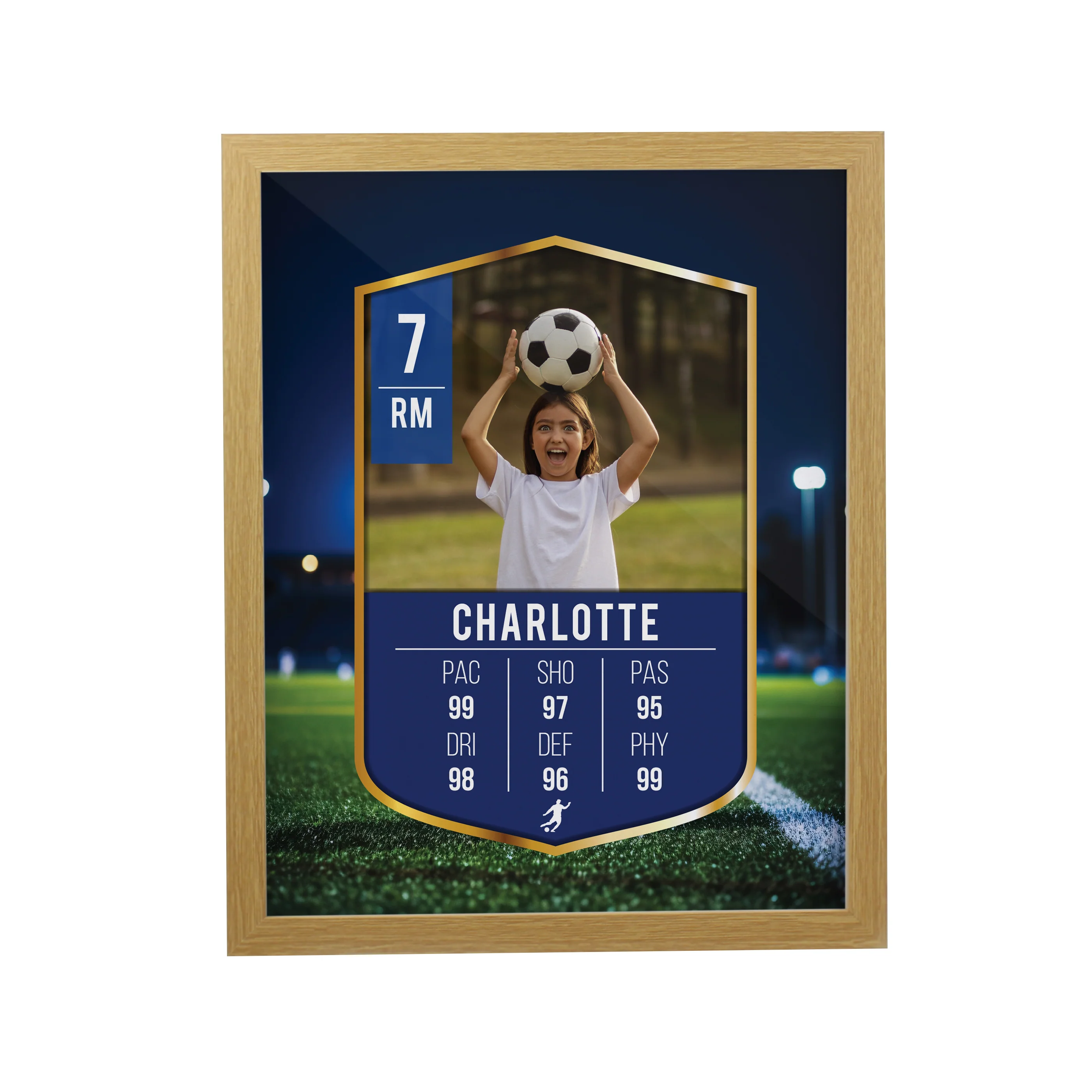 Personalised Photo Upload Football Card Football Oak Poster Frame - Image 4