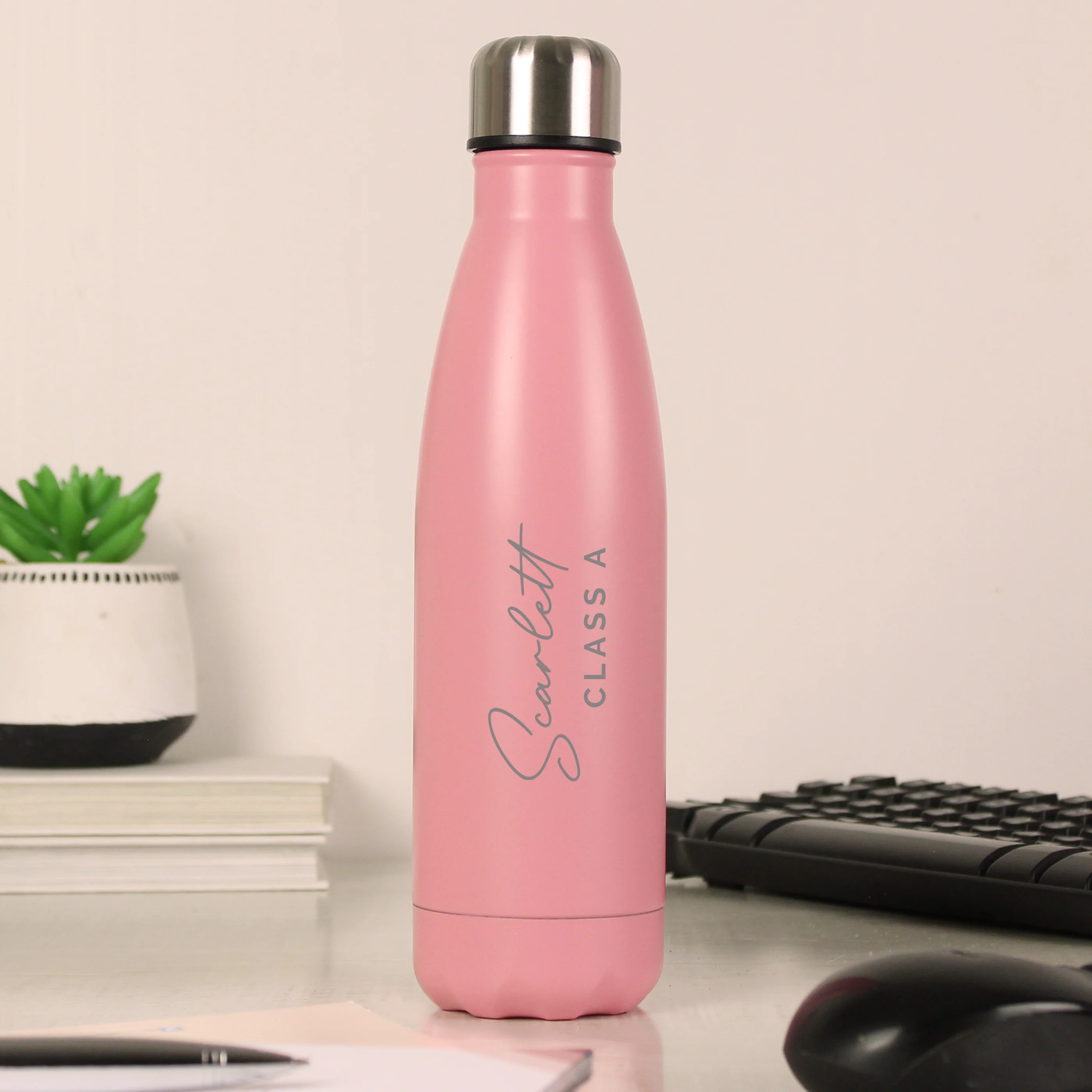 Personalised Pink Metal Insulated Drinks Bottle - Image 3