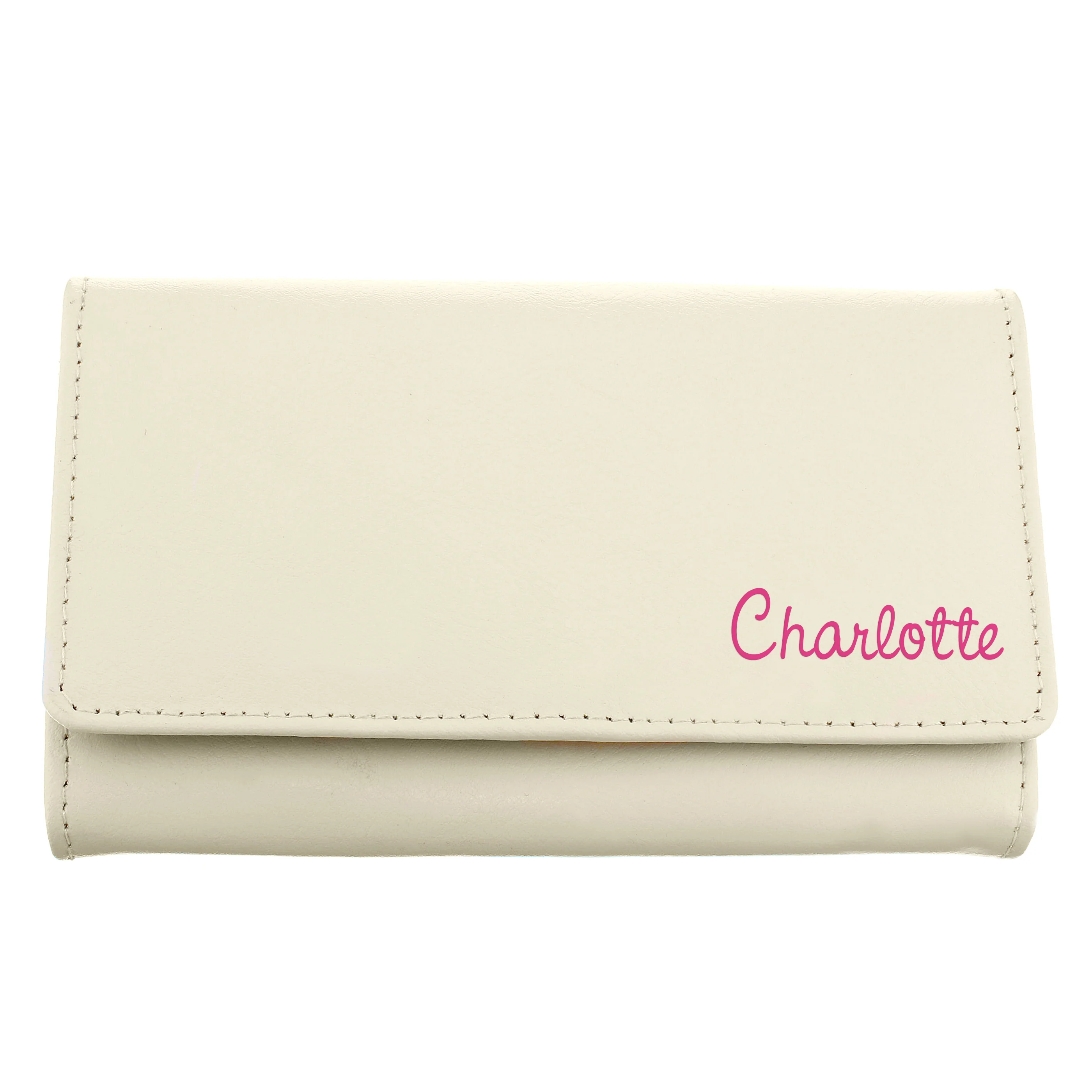 Personalised Pink Name Cream Leather Purse - Image 2