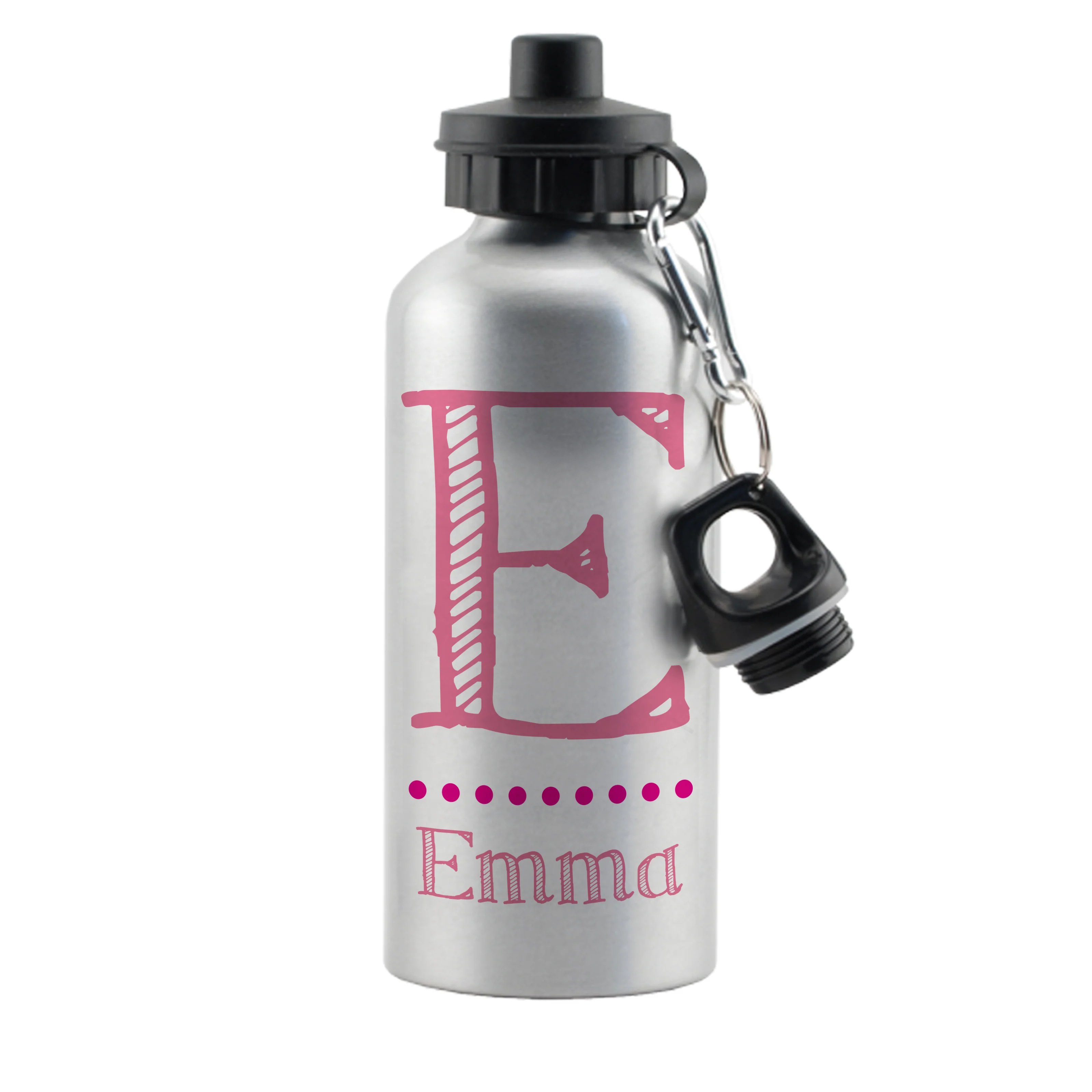 Personalised Pink Name Silver Drinks Bottle - Image 4