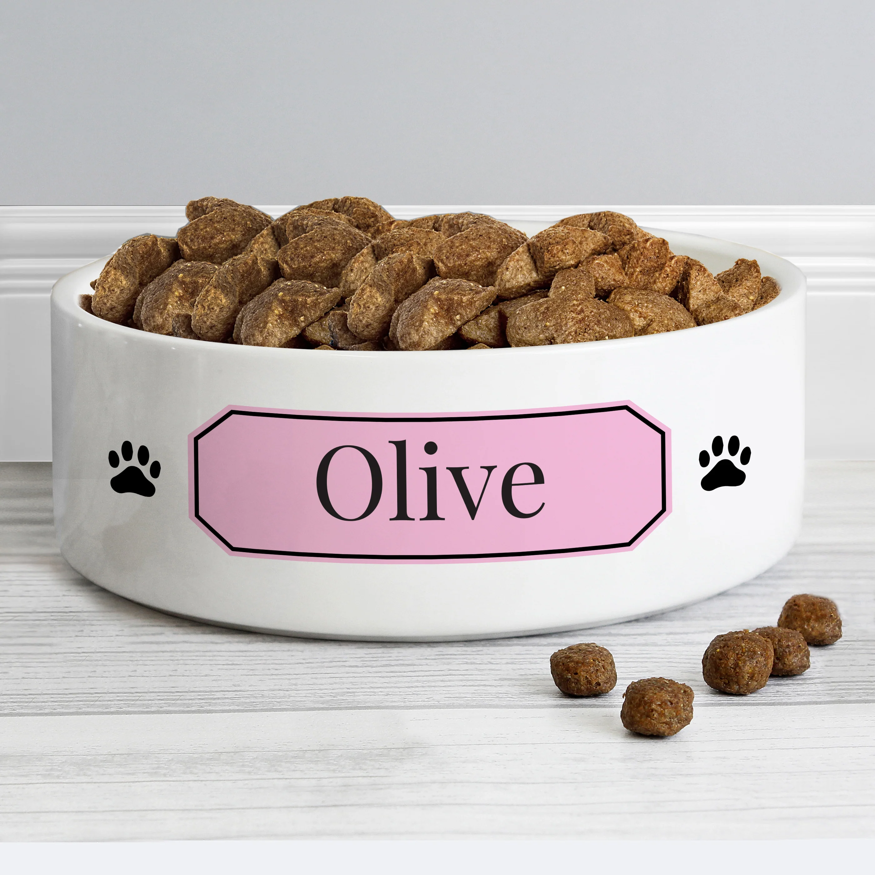 Personalised Pink Plaque 15cm Medium Pet Bowl - Image 3