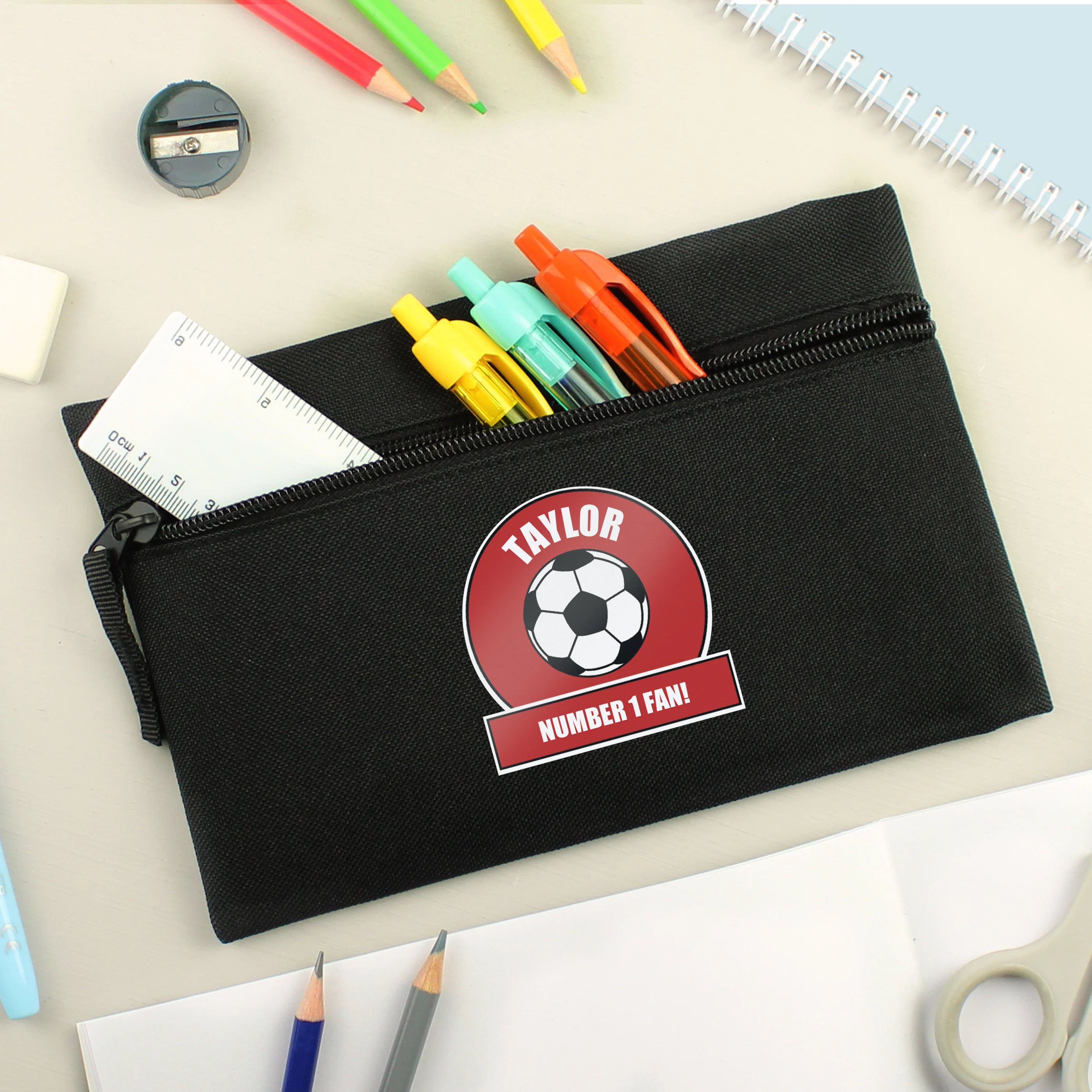 Personalised Red Football Fan Pencil Case - Image 2