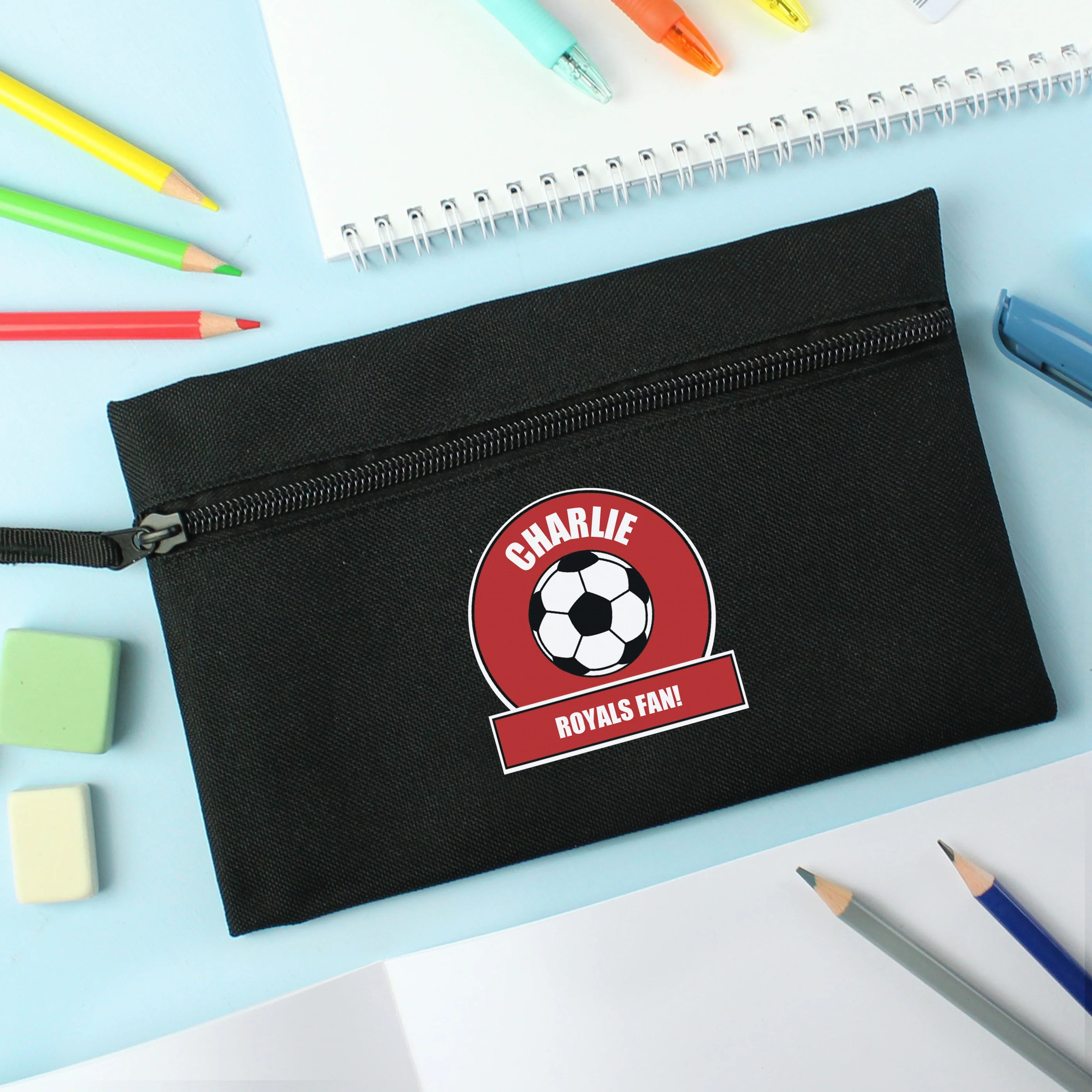Personalised Red Football Fan Pencil Case - Image 4