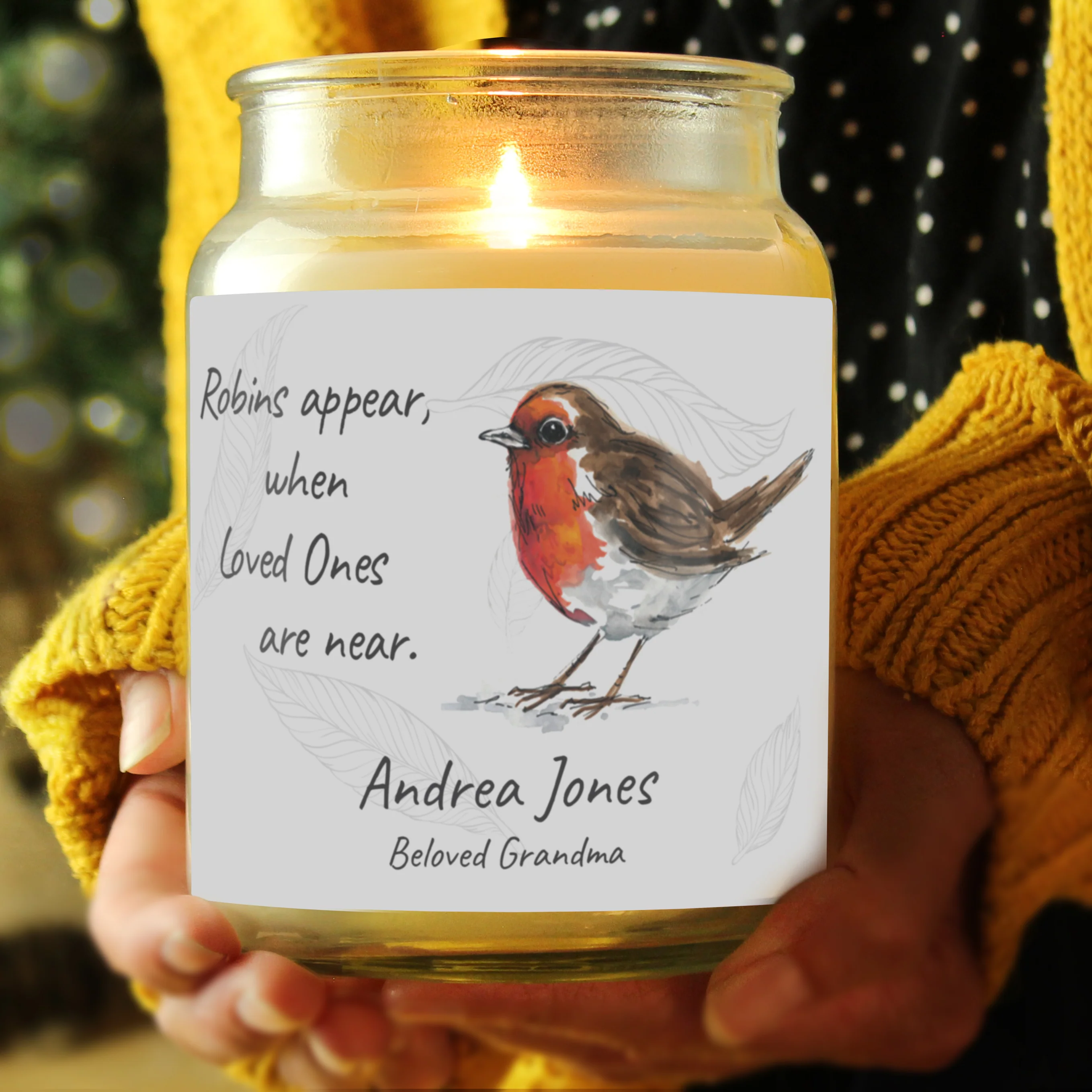 Personalised Robins Appear Large Scented Jar Candle - Image 3