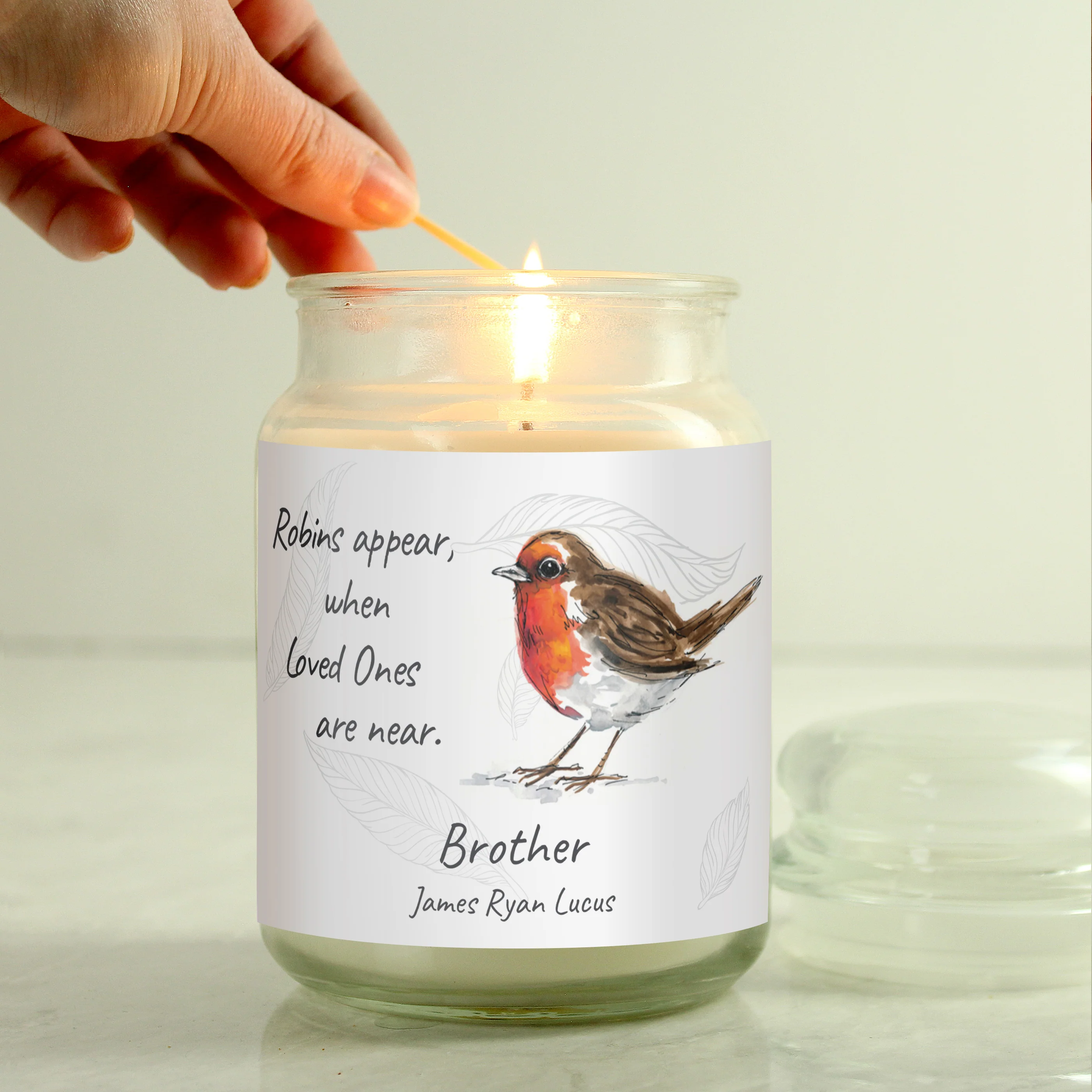 Personalised Robins Appear Large Scented Jar Candle - Image 4