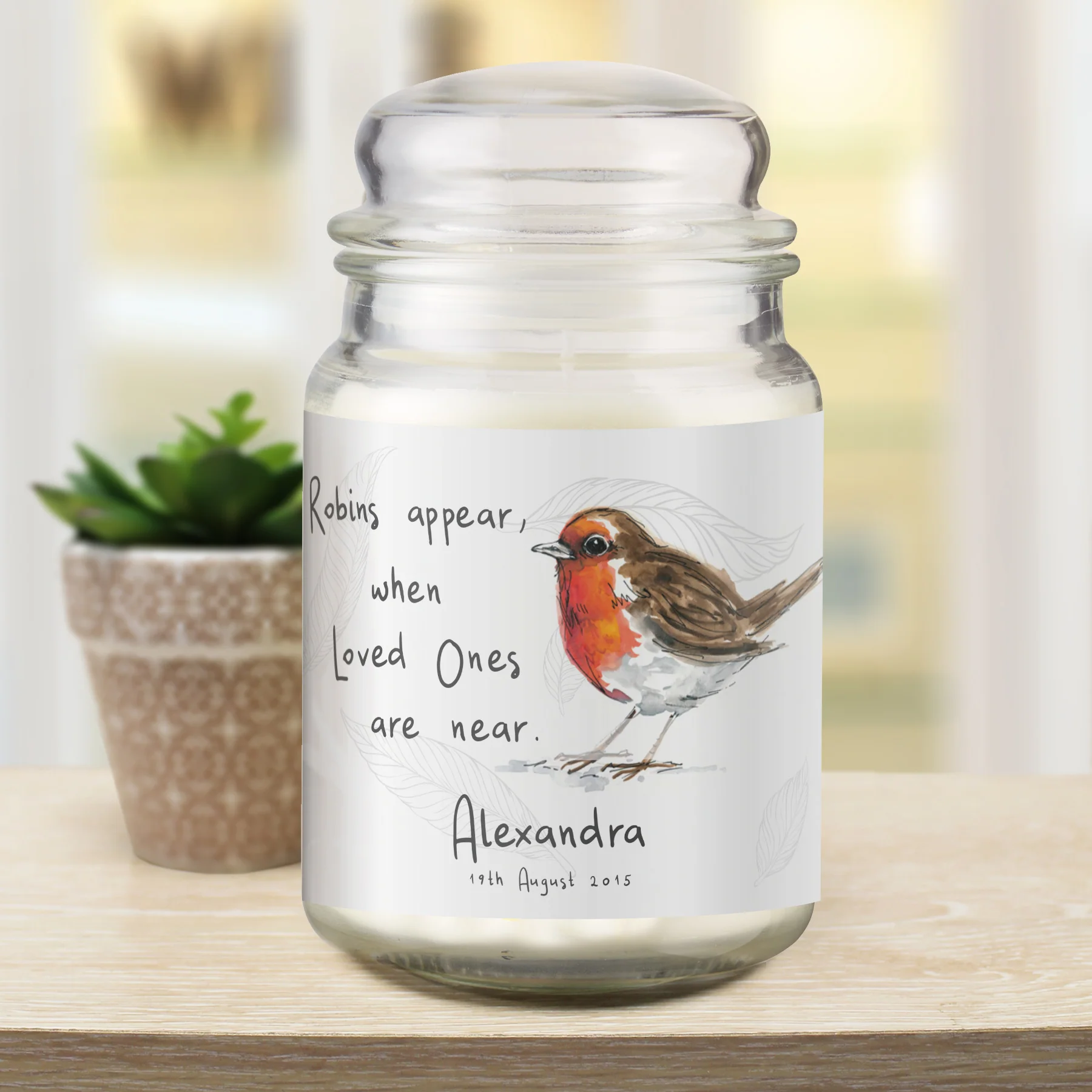 Personalised Robins Appear Large Scented Jar Candle - Image 7