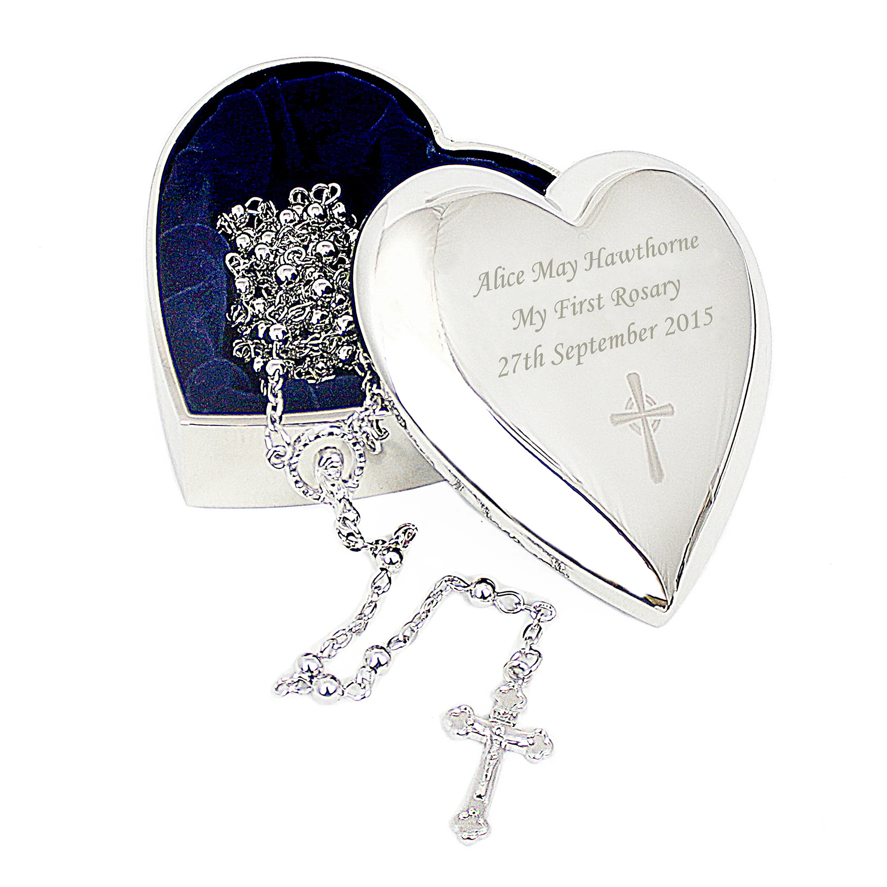 Personalised Rosary Beads and Cross Heart Trinket Box - Image 9