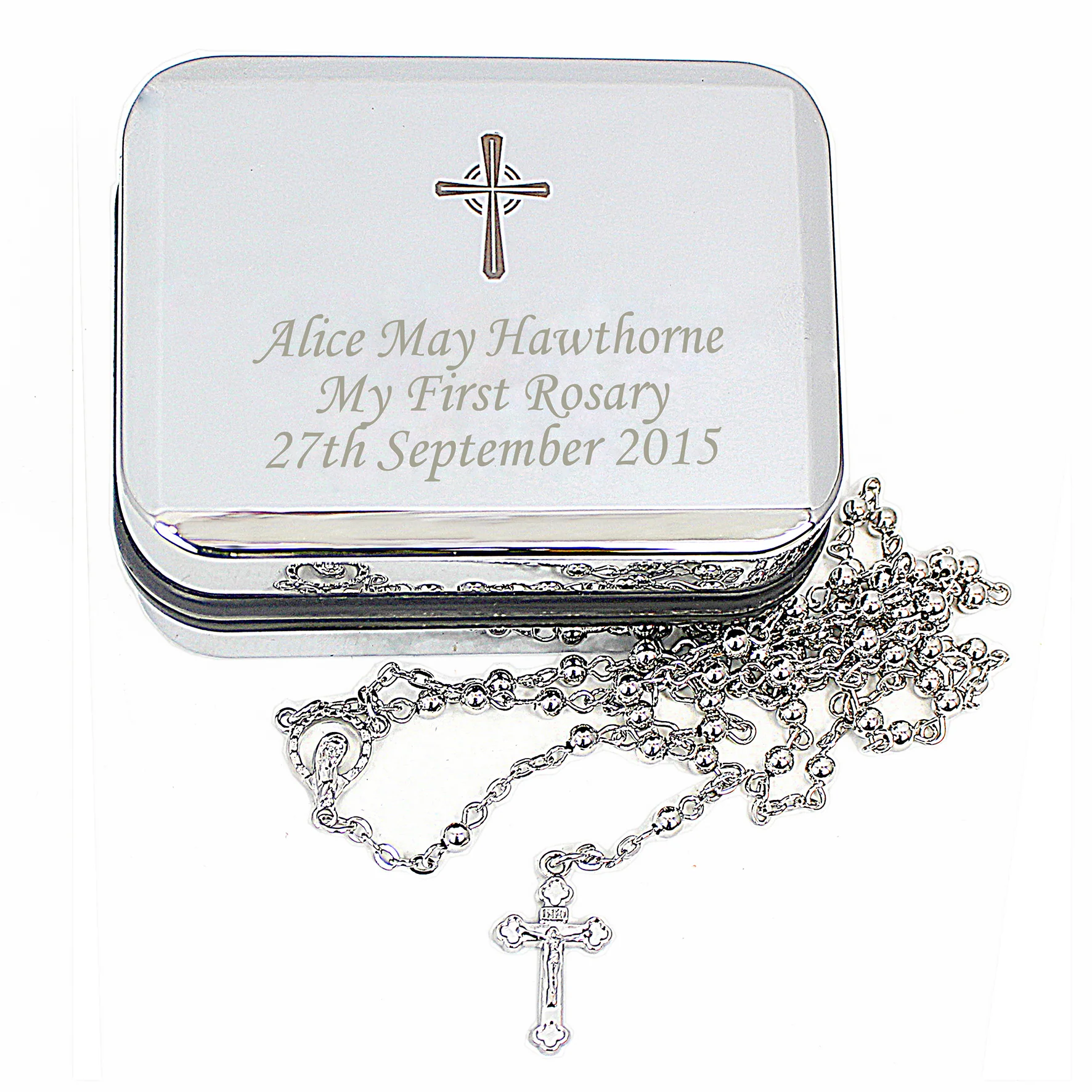 Personalised Rosary Beads and Cross Trinket Box - Image 8