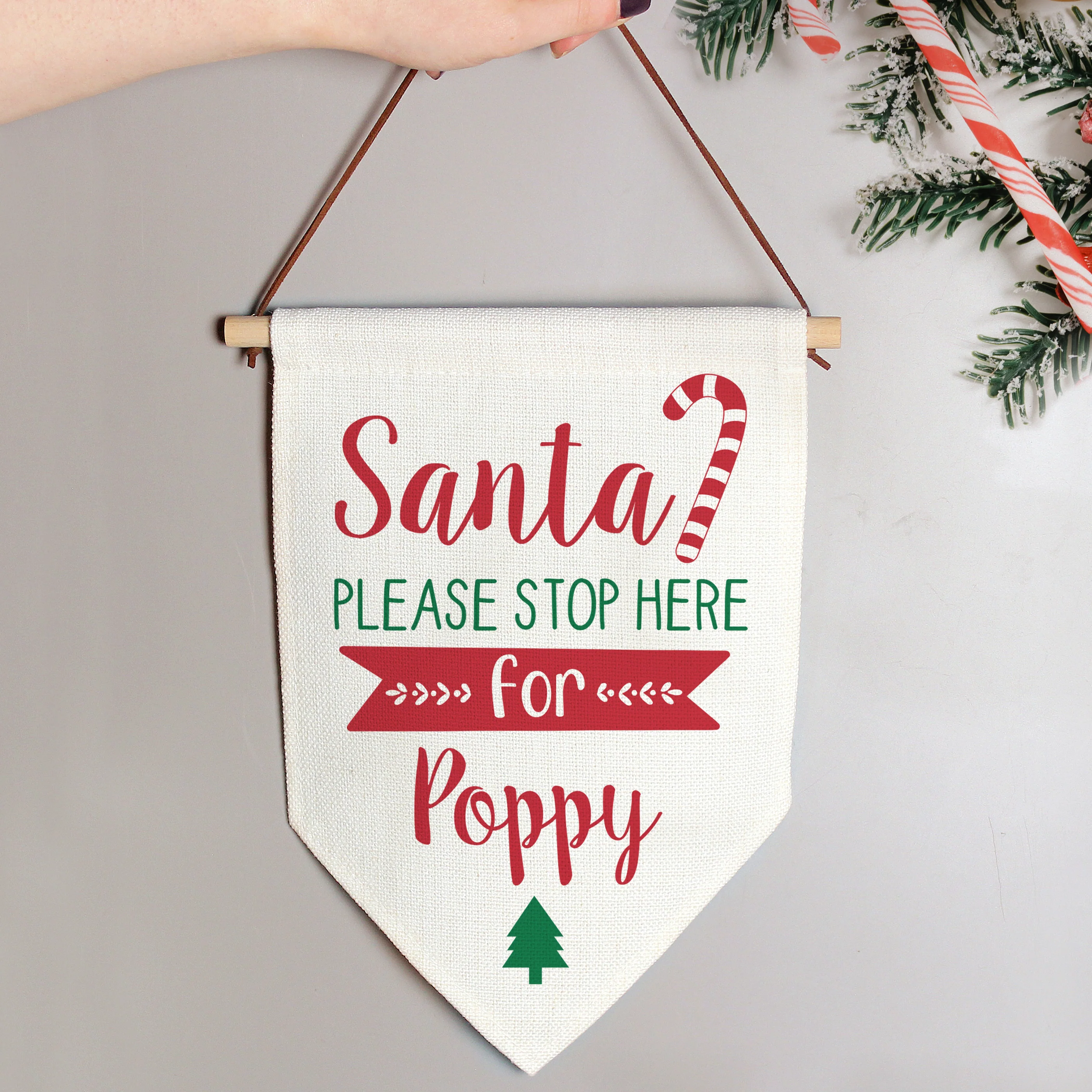 Personalised Santa Stop Here Hanging Banner - Image 2