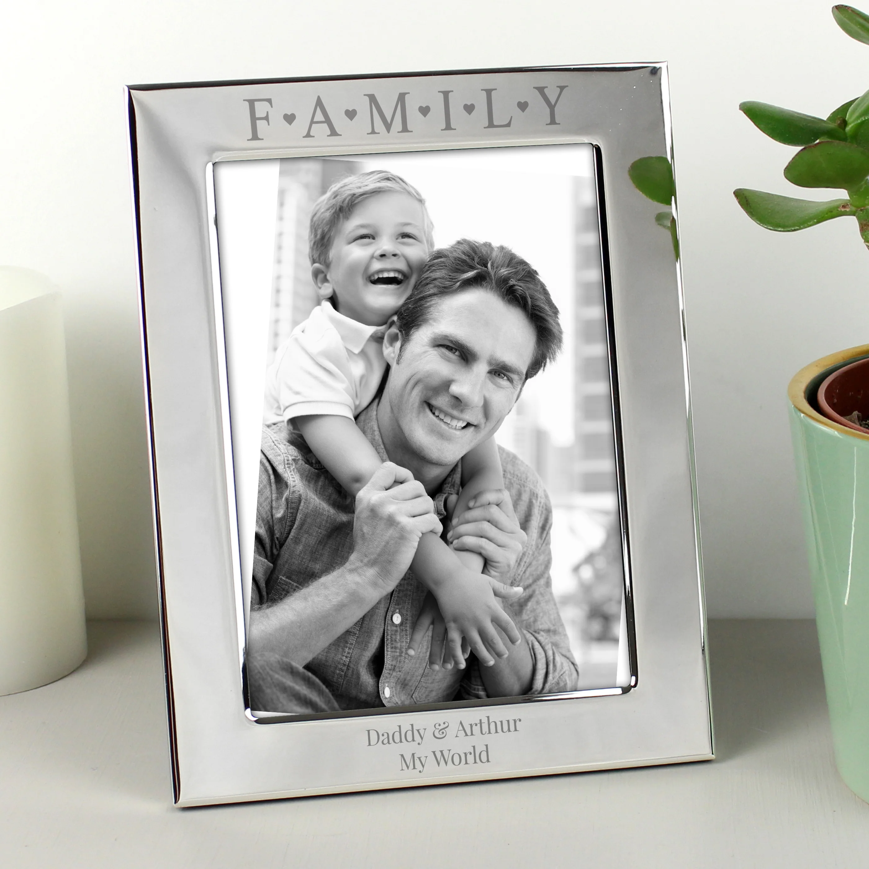Personalised Silver 5x7 Family & Hearts Photo Frame - Image 2