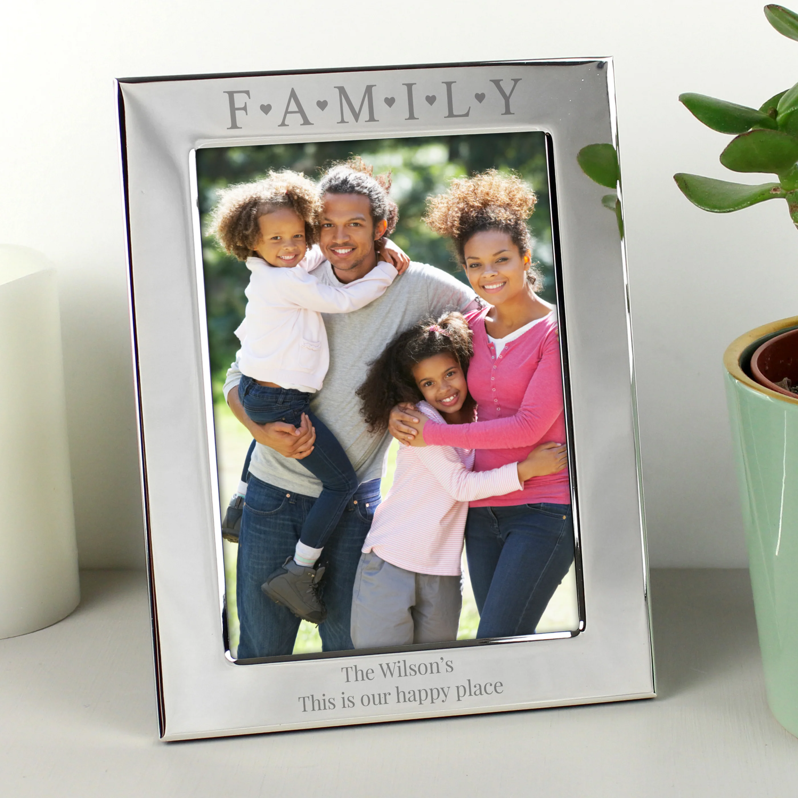 Personalised Silver 5x7 Family & Hearts Photo Frame - Image 3