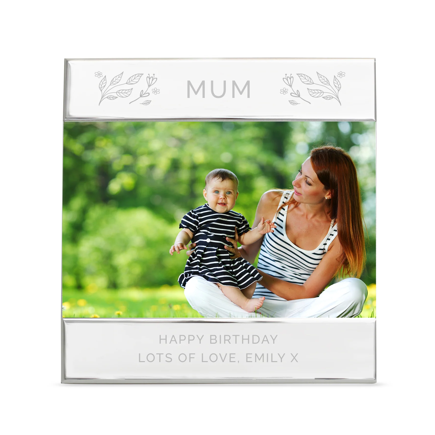 Personalised Silver Floral 6x4 Photo Frame - Image 2