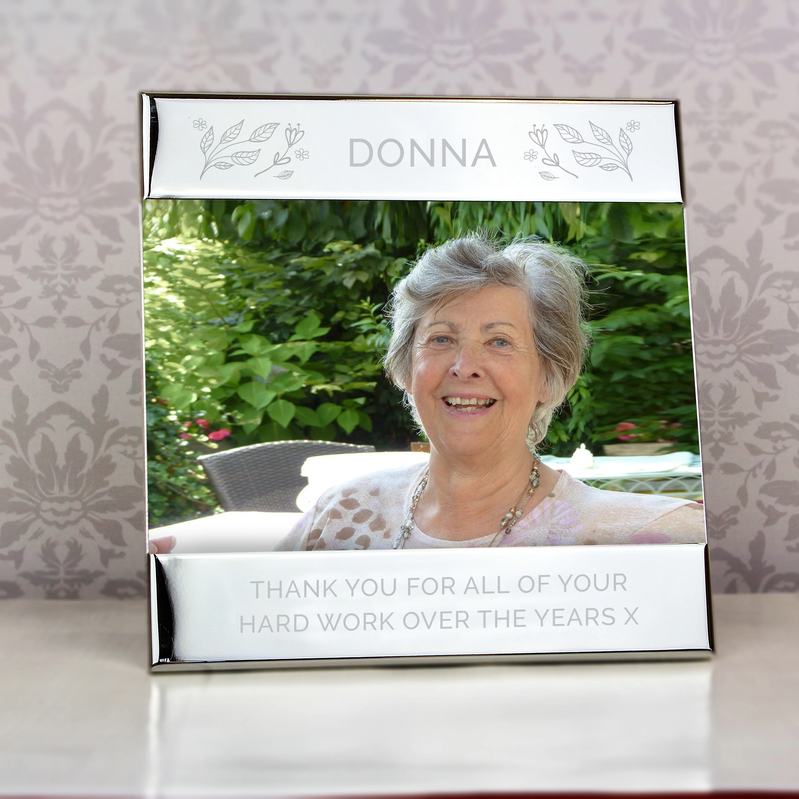 Personalised Silver Floral 6x4 Photo Frame - Image 3