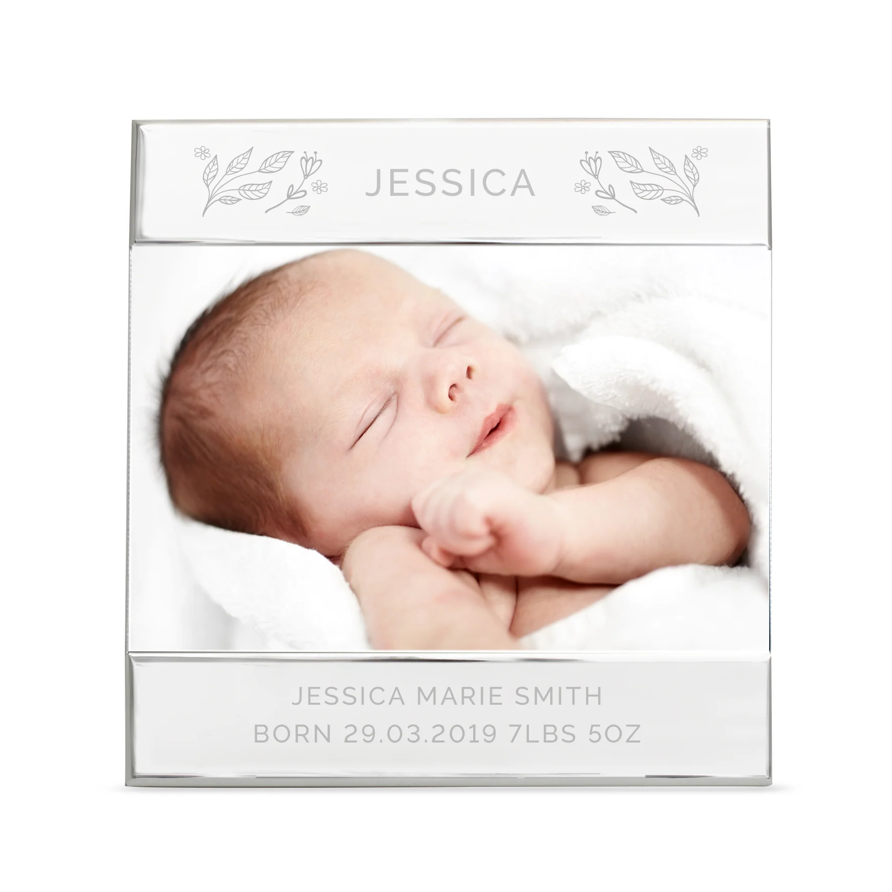 Personalised Silver Floral 6x4 Photo Frame - Image 4