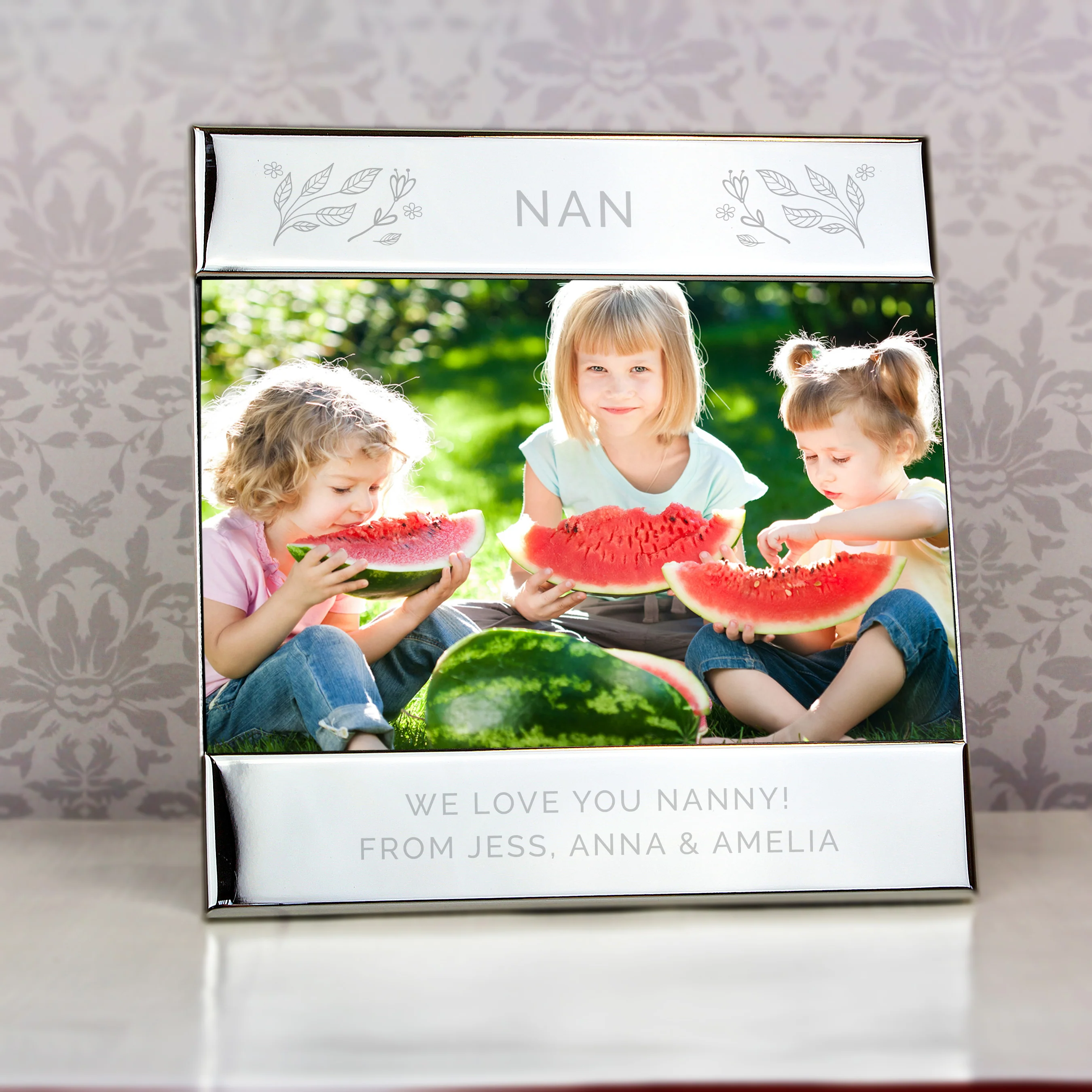 Personalised Silver Floral 6x4 Photo Frame - Image 5