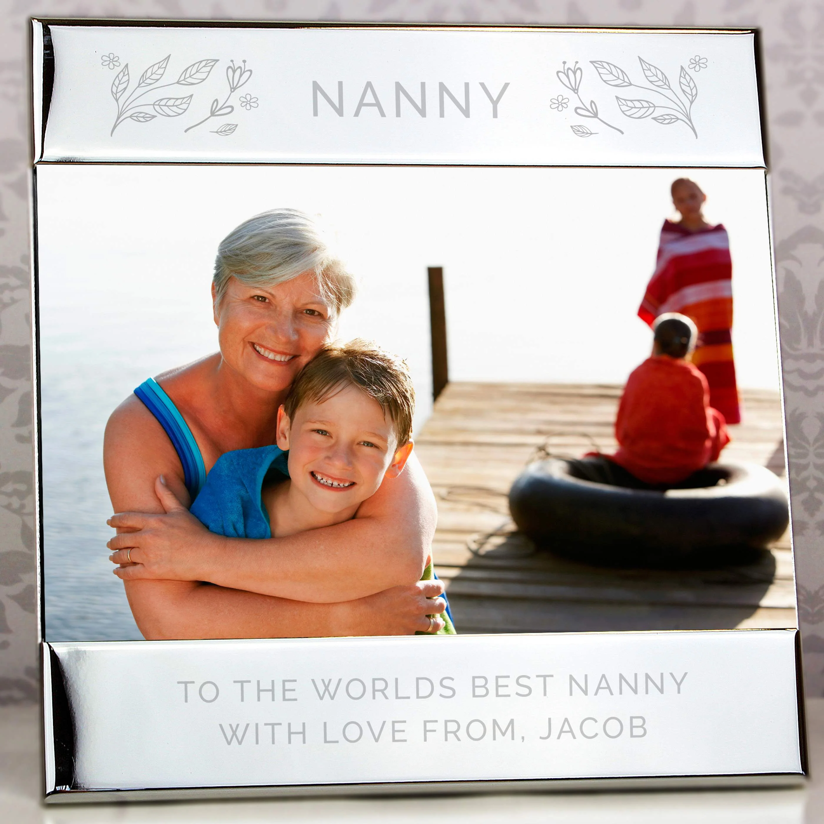 Personalised Silver Floral 6x4 Photo Frame - Image 6