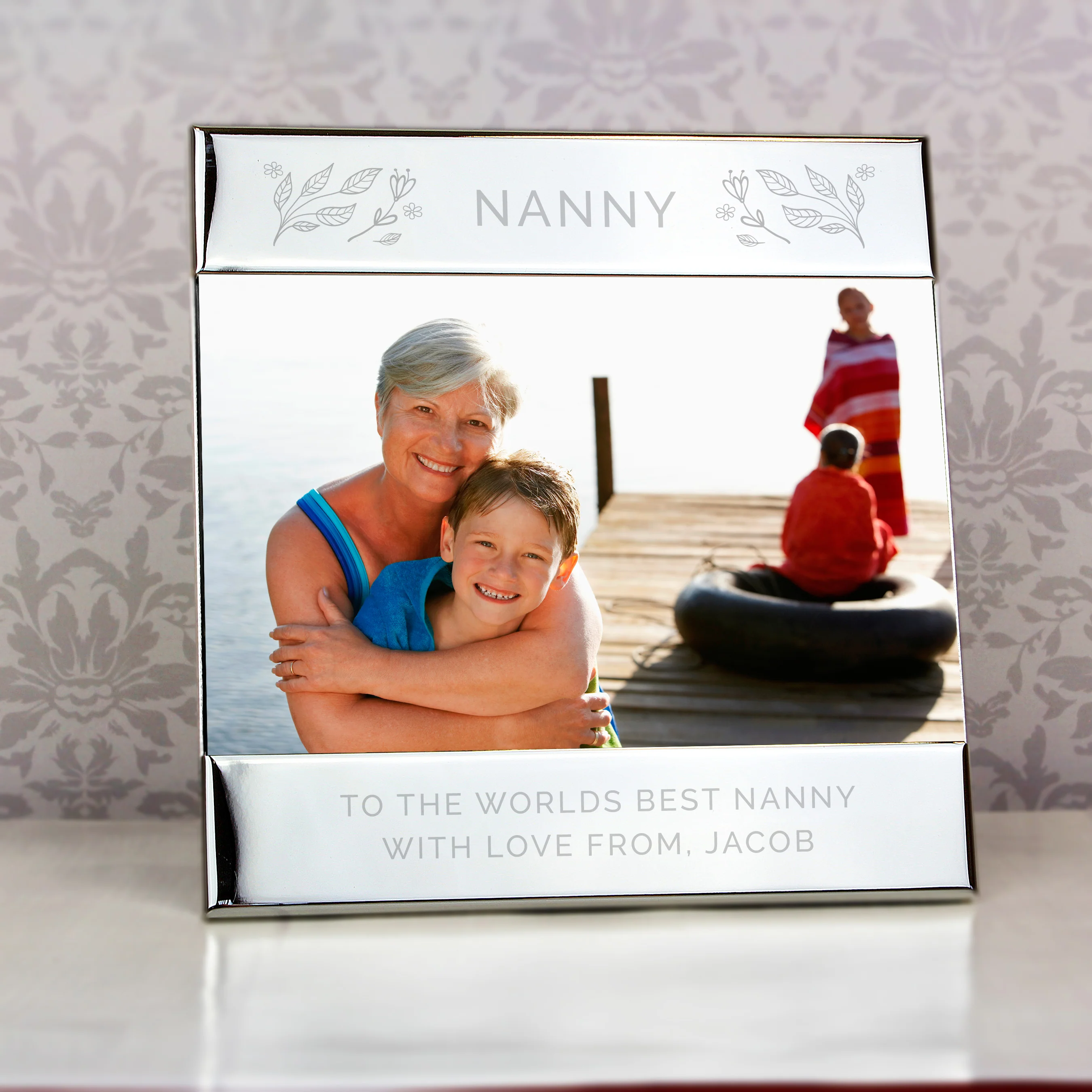 Personalised Silver Floral 6x4 Photo Frame - Image 7