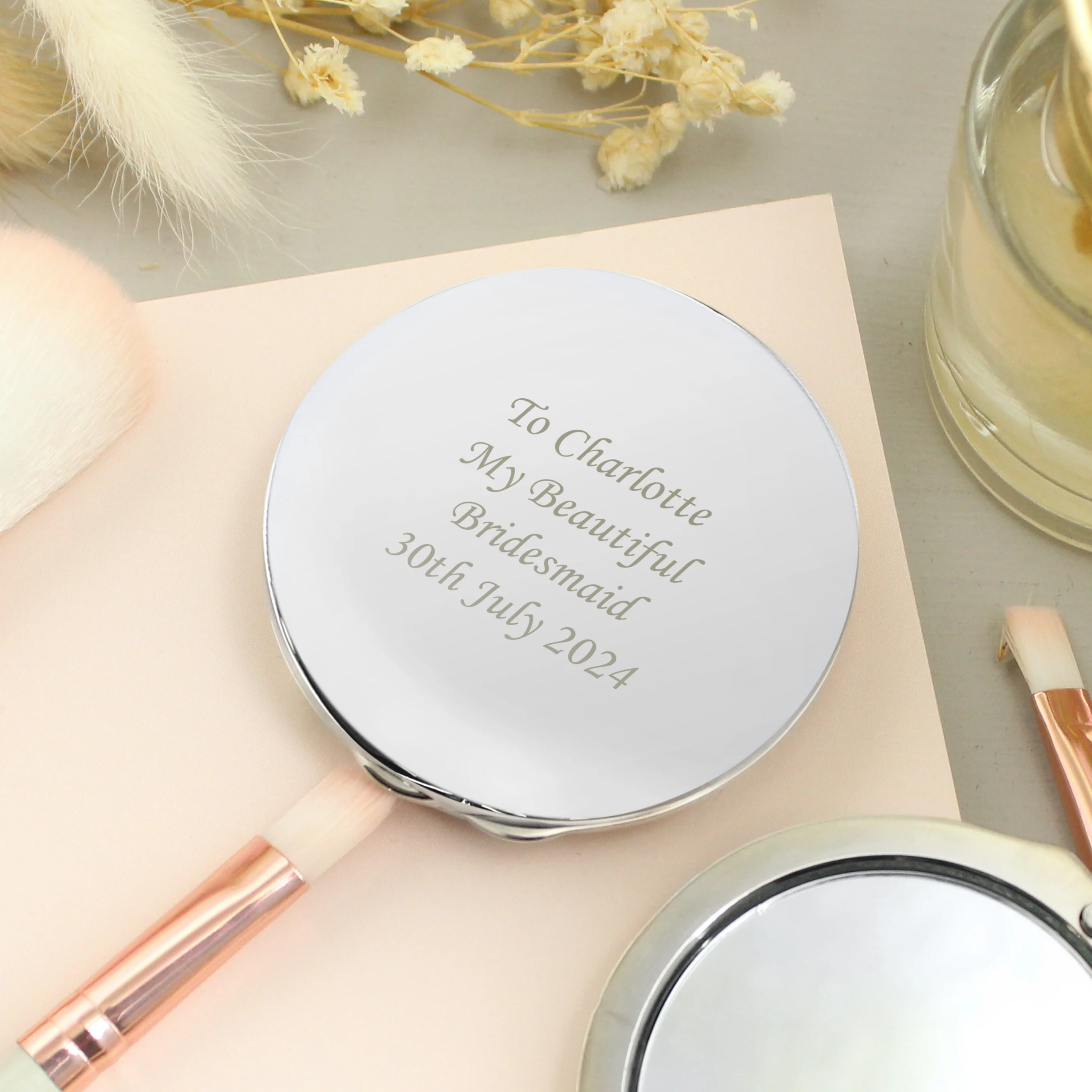 Personalised Silver Round Compact Mirror - Image 3