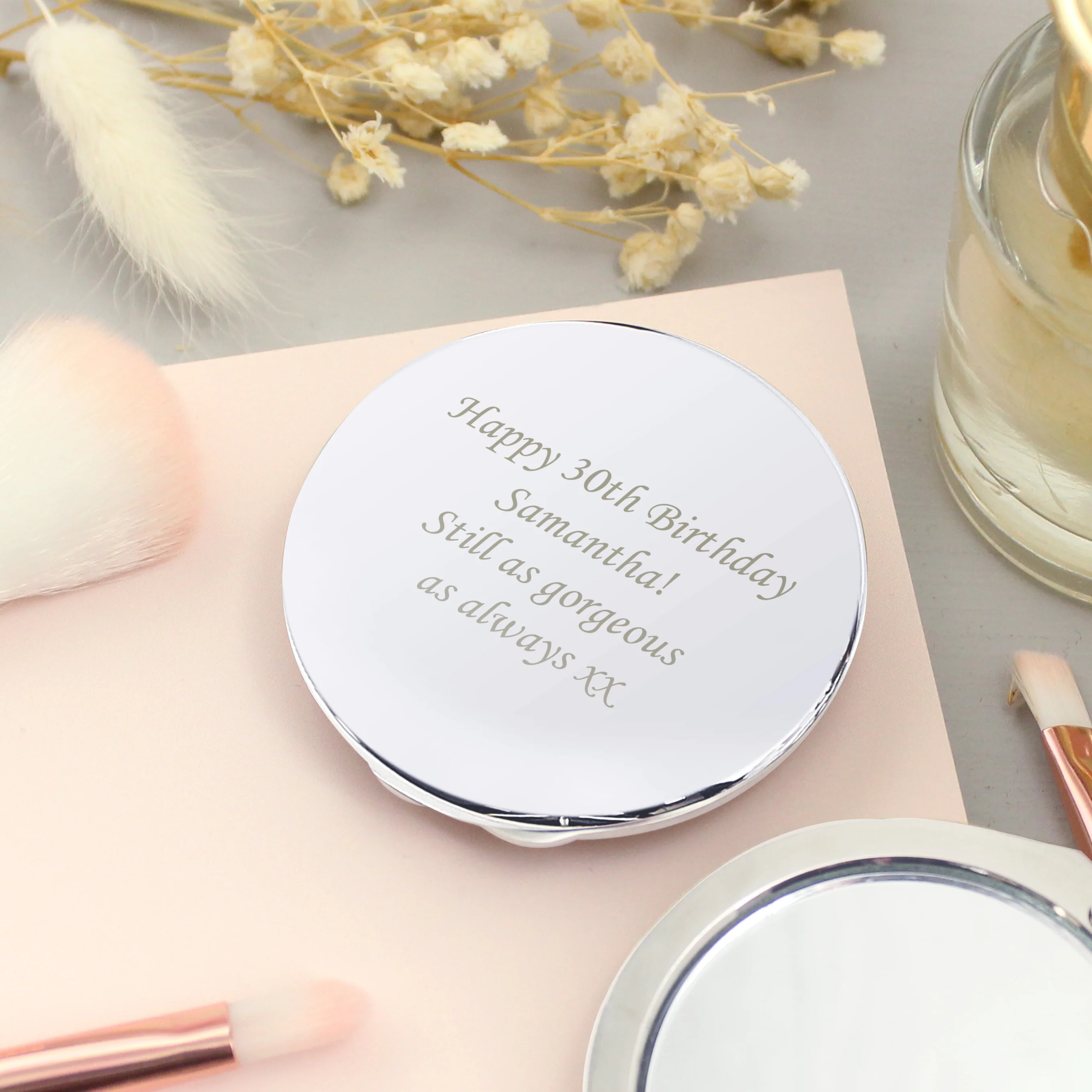 Personalised Silver Round Compact Mirror - Image 4