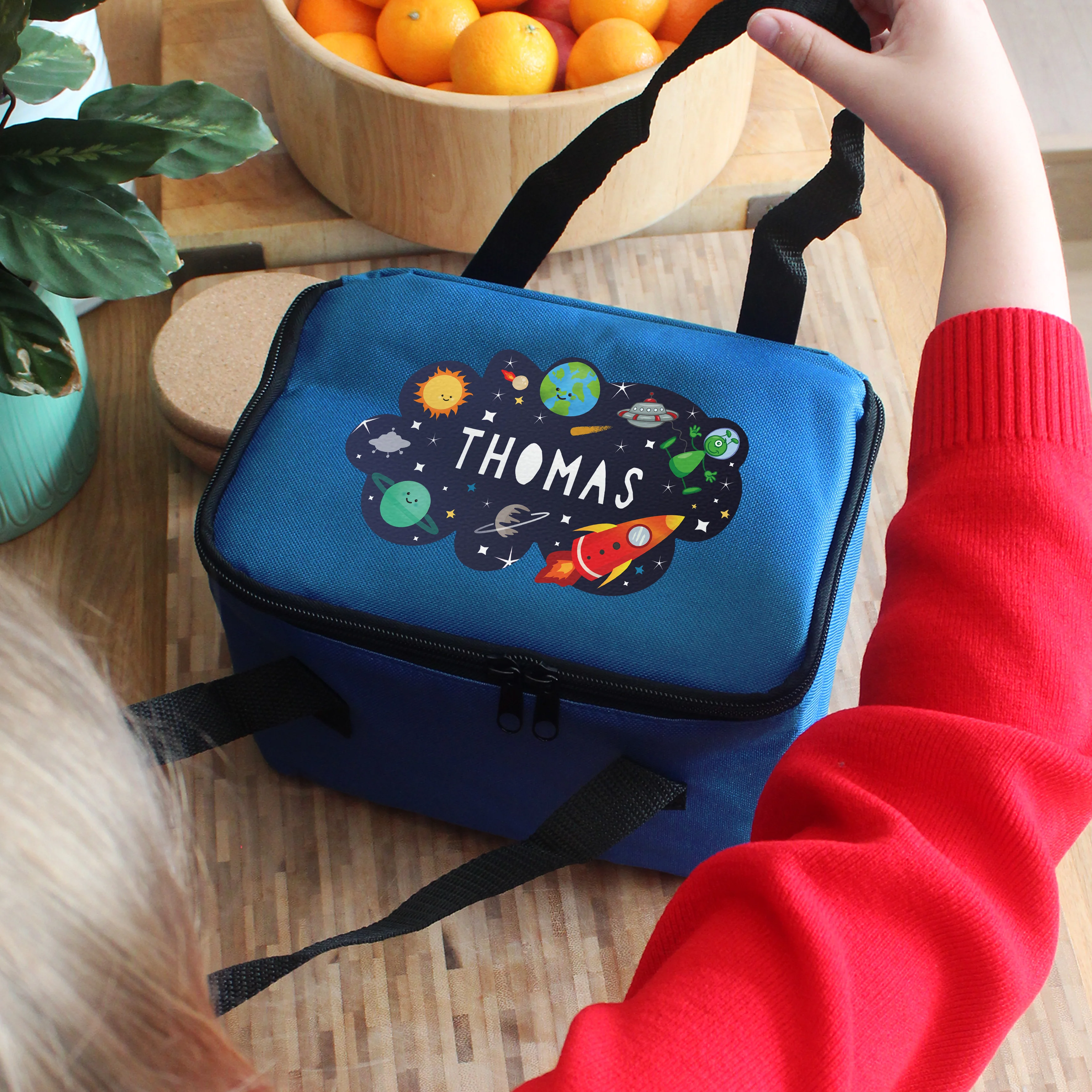 Personalised Space Blue Lunch Bag - Image 2