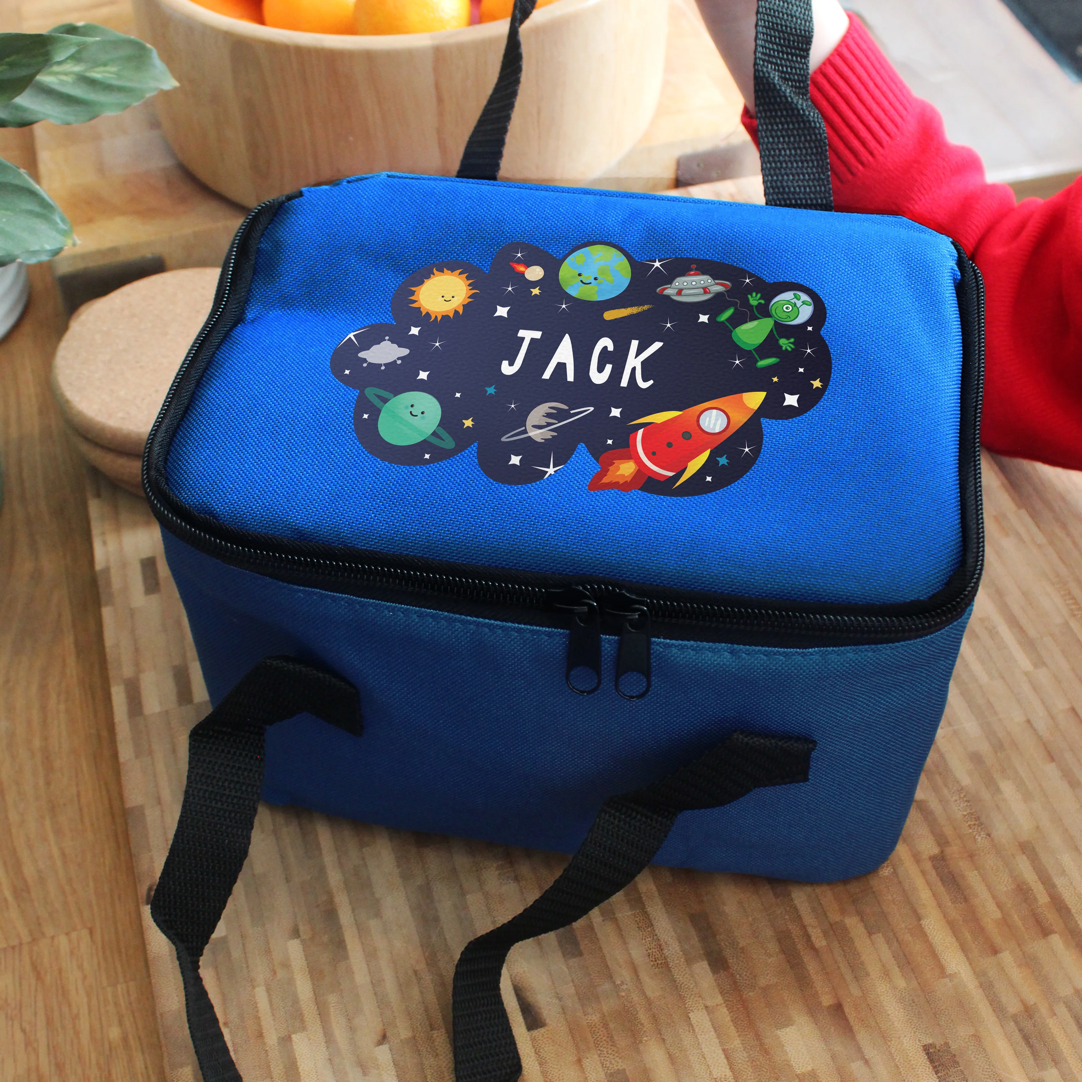 Personalised Space Blue Lunch Bag - Image 3
