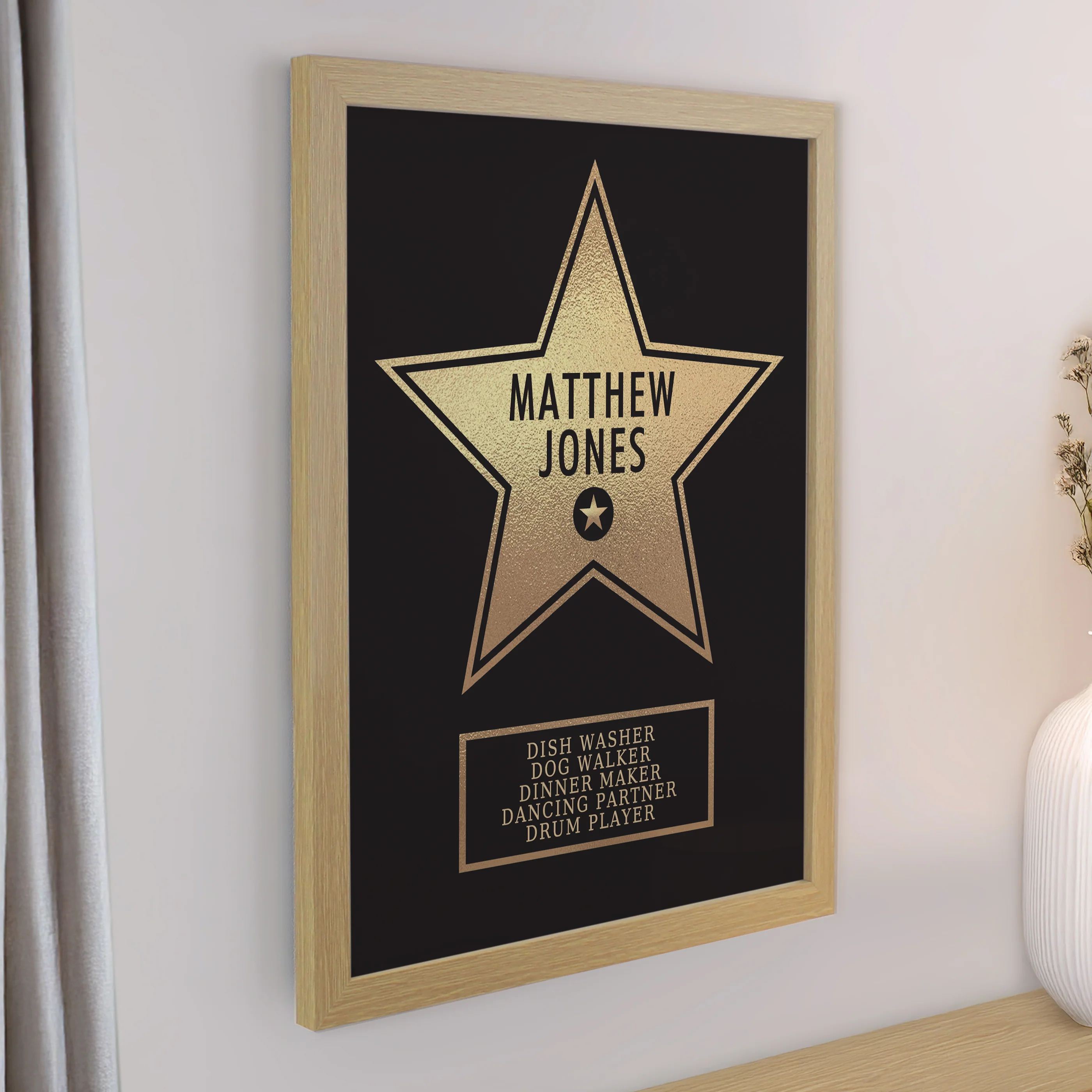 Personalised Star Award Oak Poster Frame - Image 2