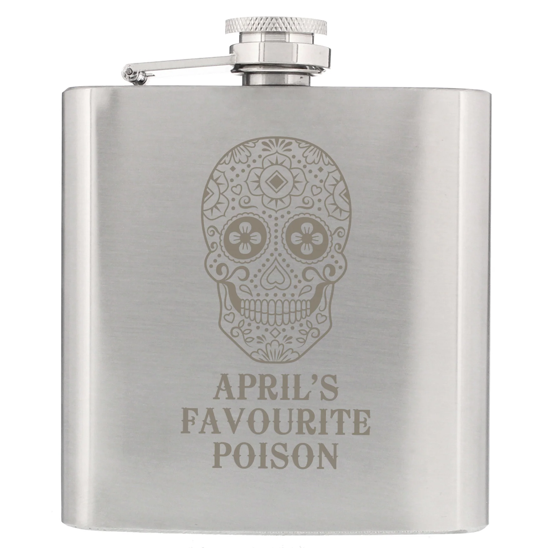 Personalised Sugar Skull Hip Flask - Image 2