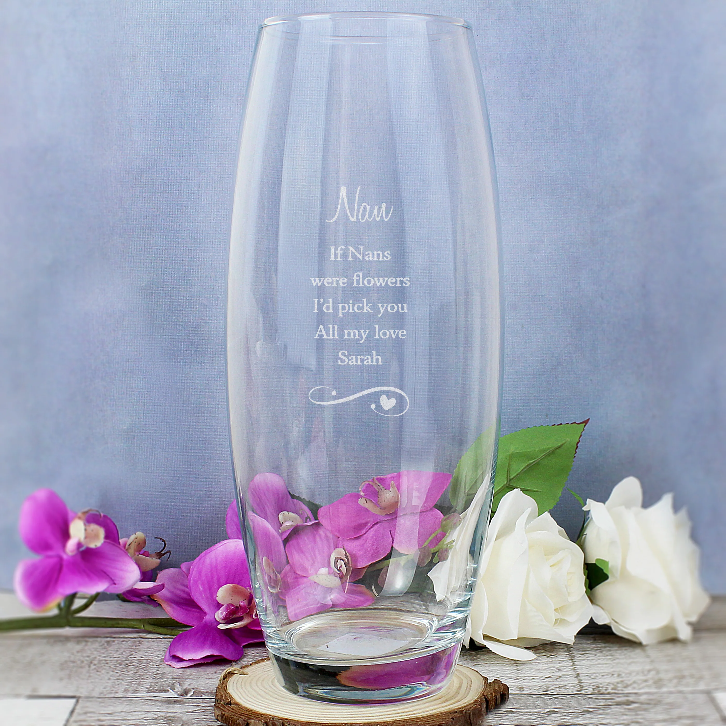Personalised Swirls & Hearts Bullet Vase - Image 6