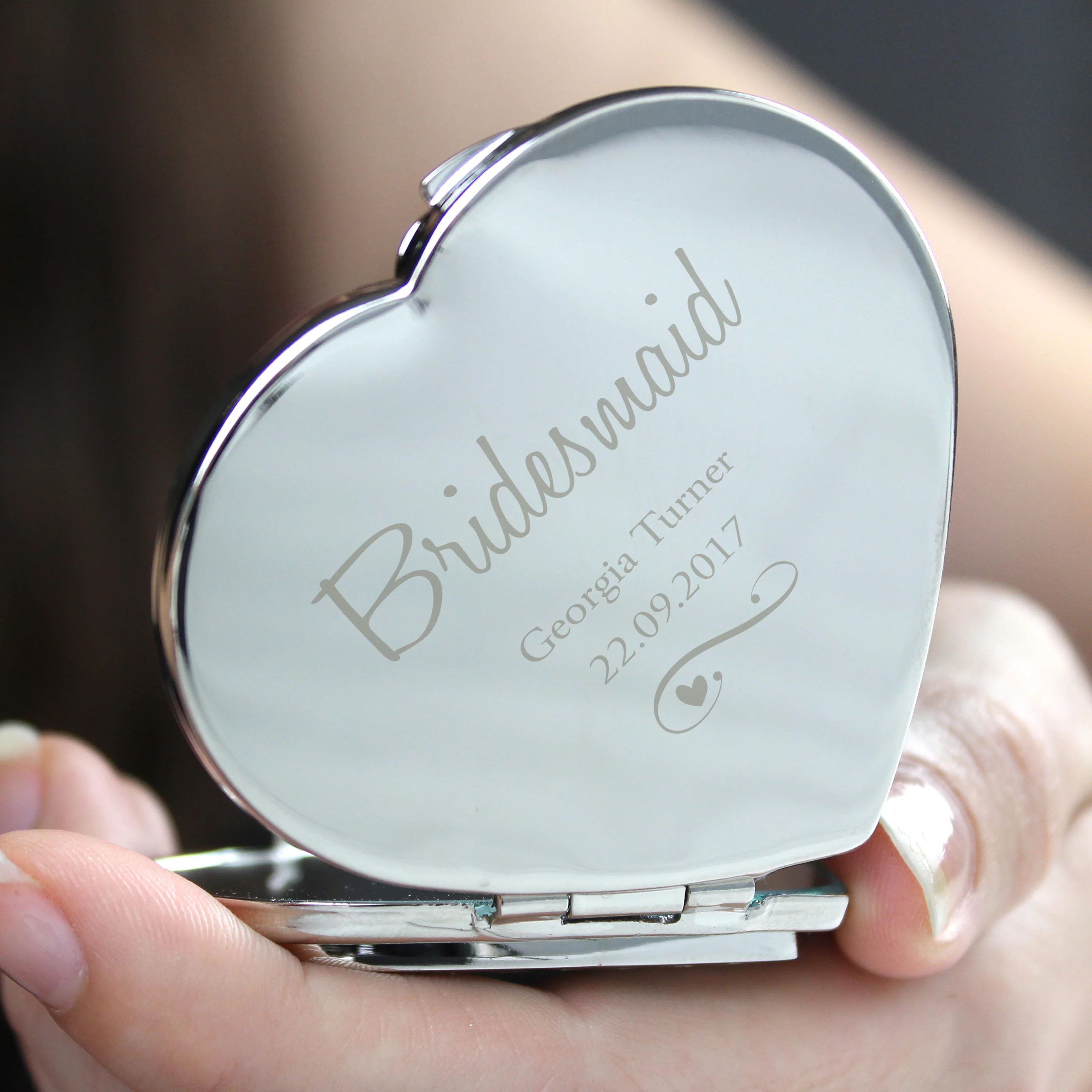 Personalised Swirls & Hearts Diamante Heart Compact Mirror - Image 8