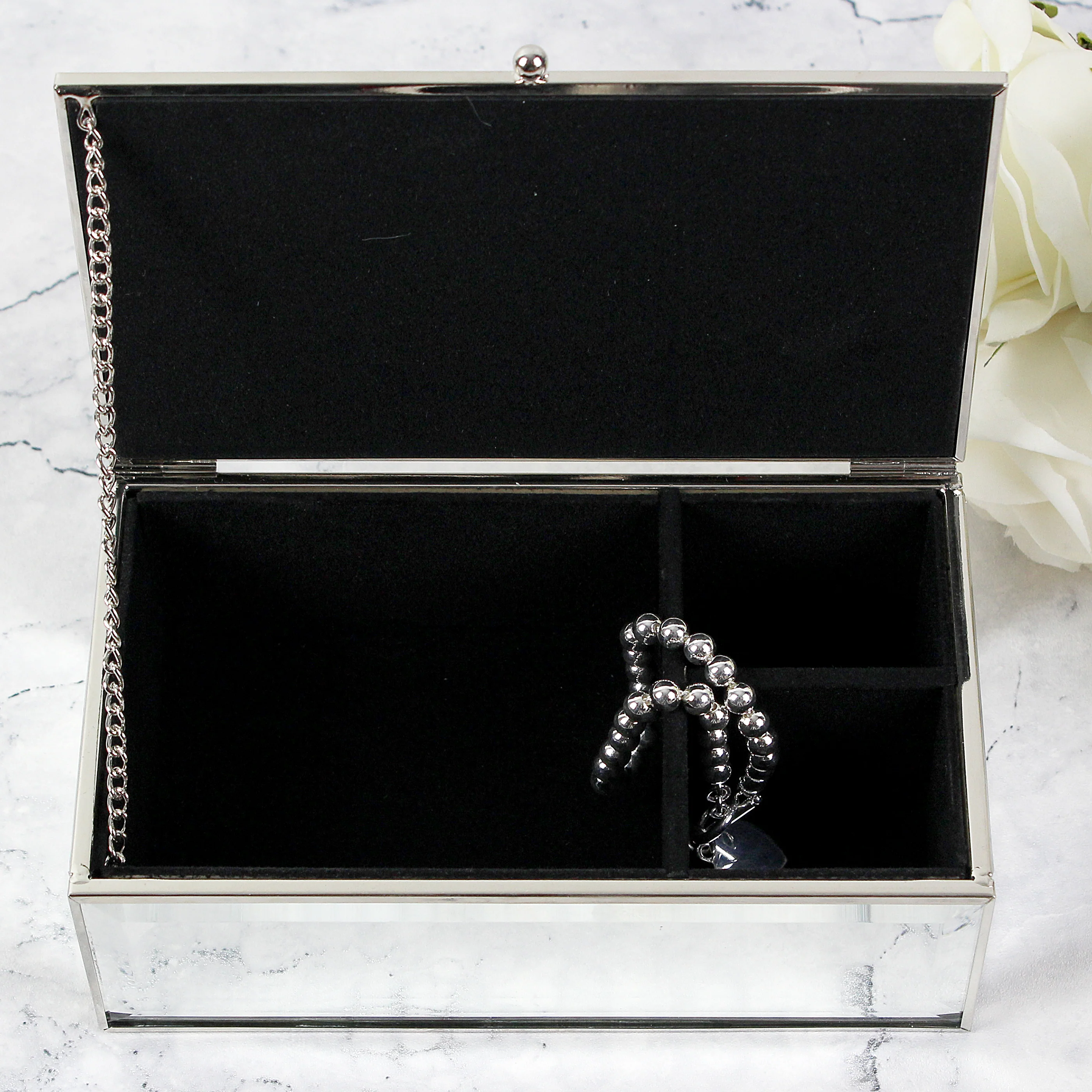 Personalised Swirls & Hearts Mirrored Jewellery Box - Image 4