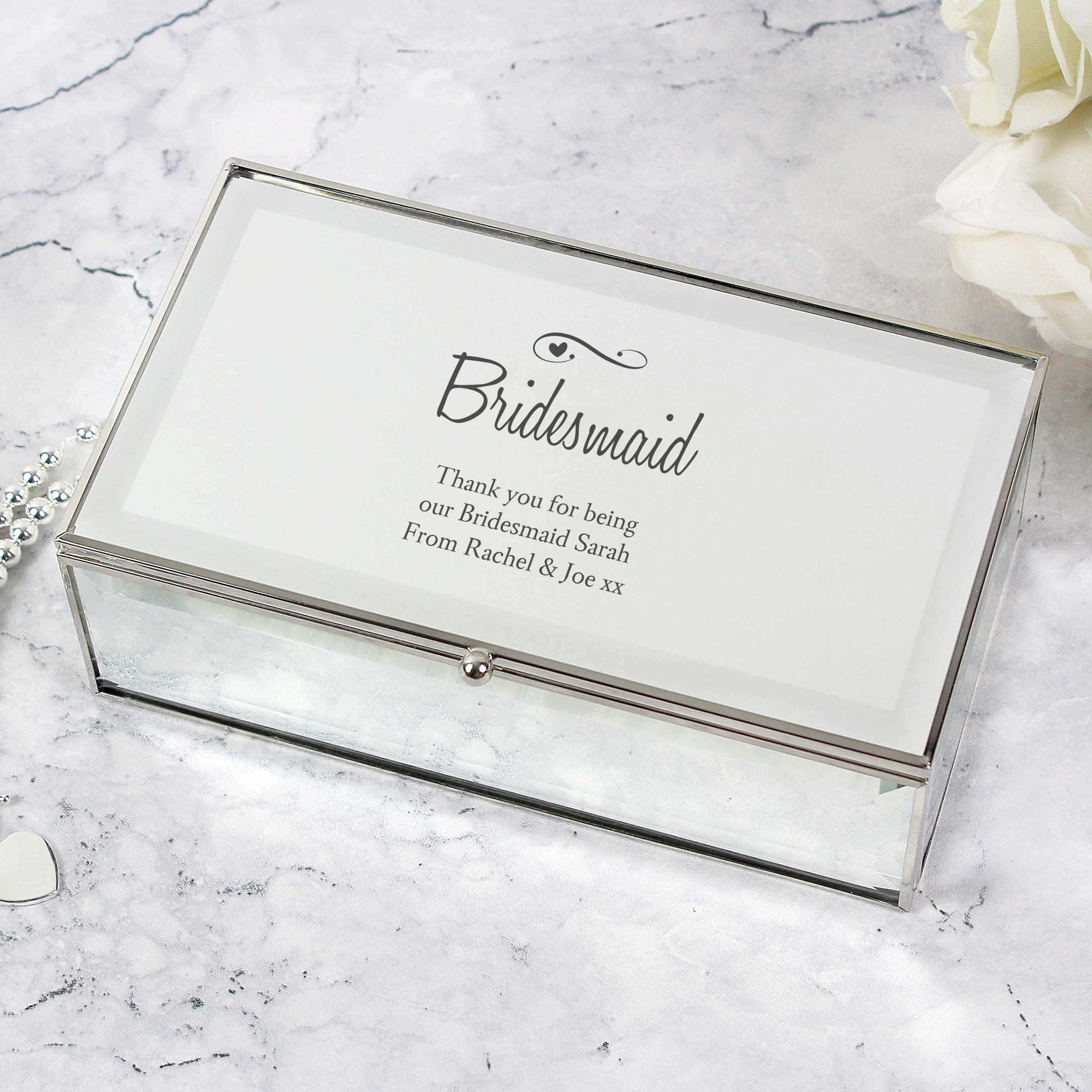 Personalised Swirls & Hearts Mirrored Jewellery Box - Image 5