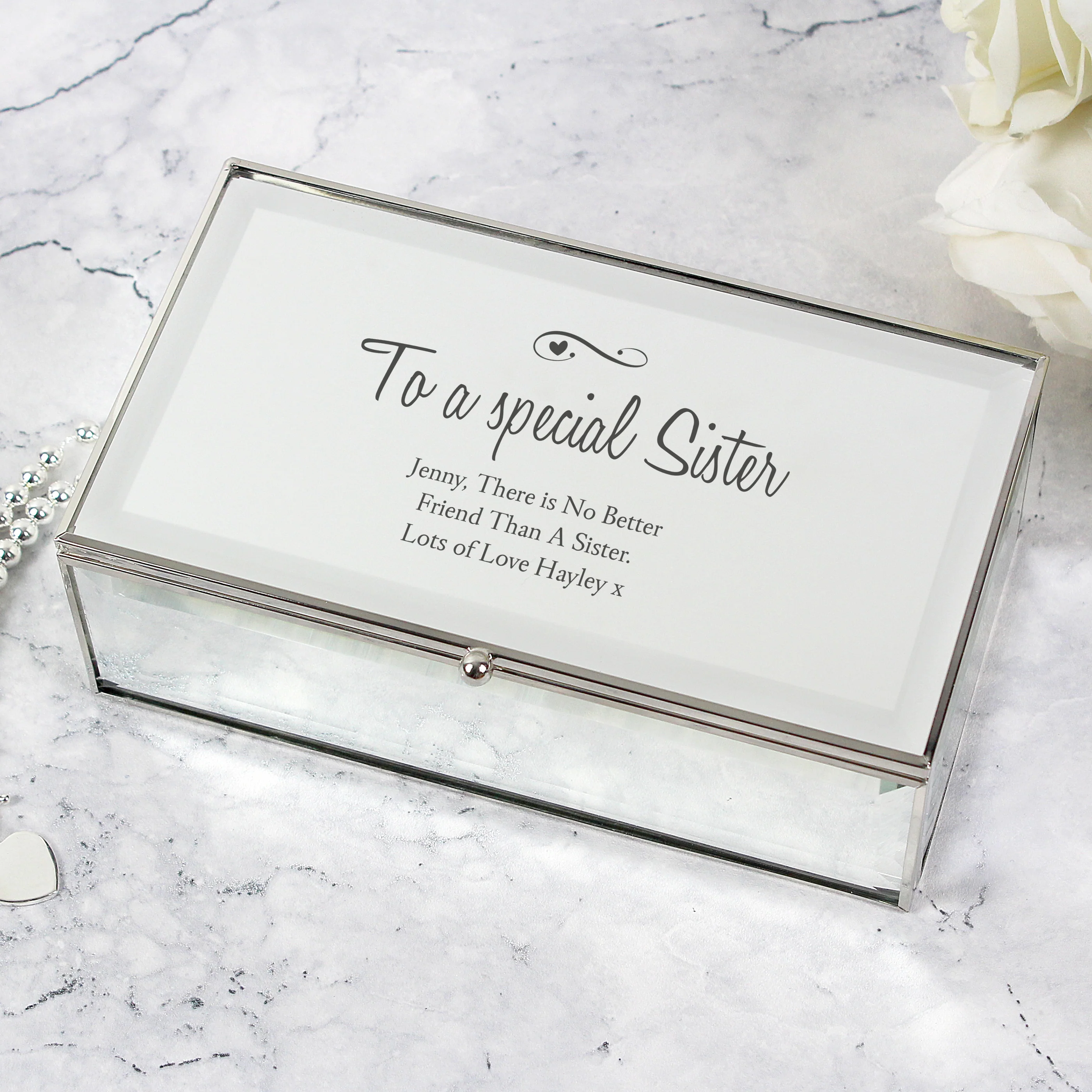 Personalised Swirls & Hearts Mirrored Jewellery Box - Image 7