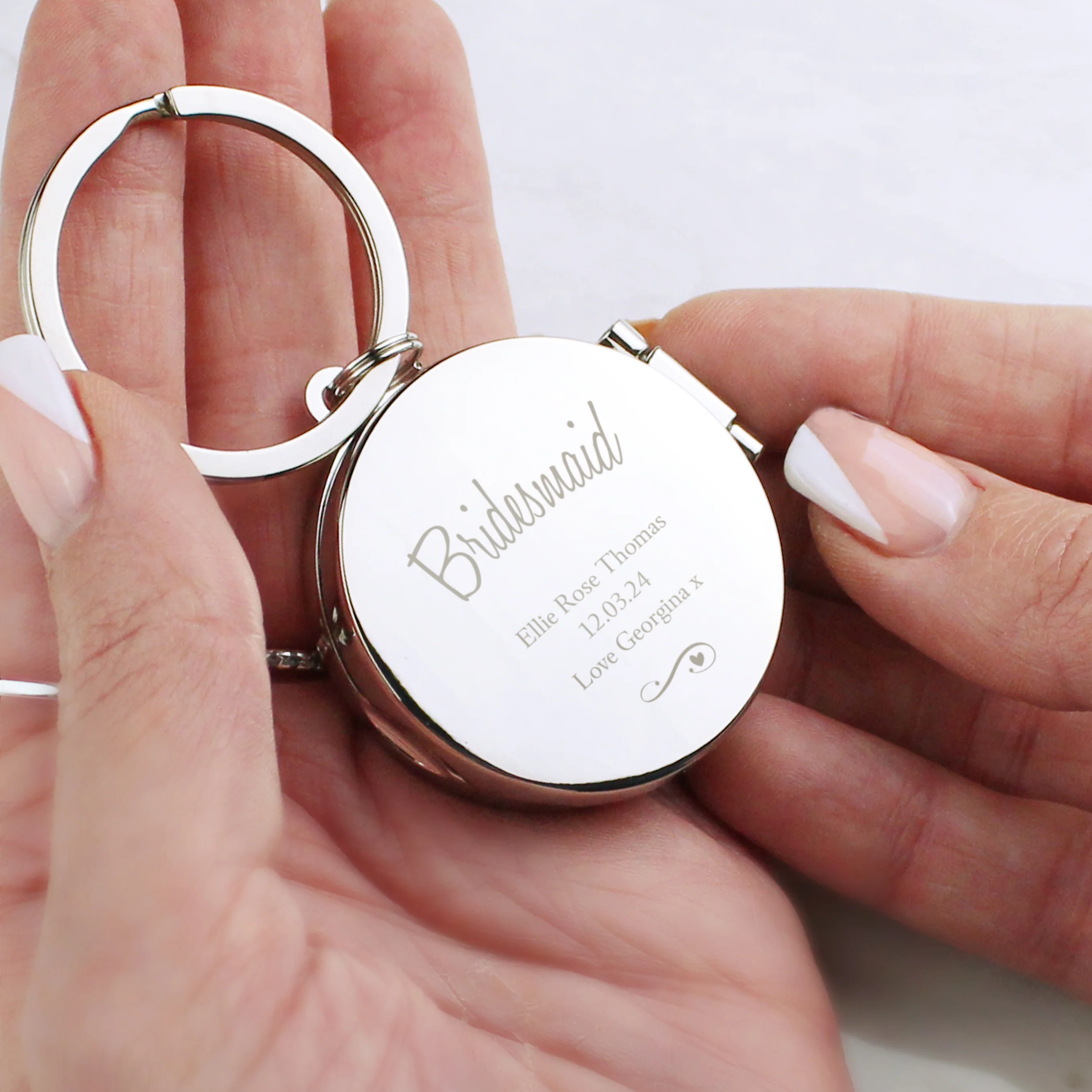 Personalised Swirls & Hearts Photo Keyring - Image 10