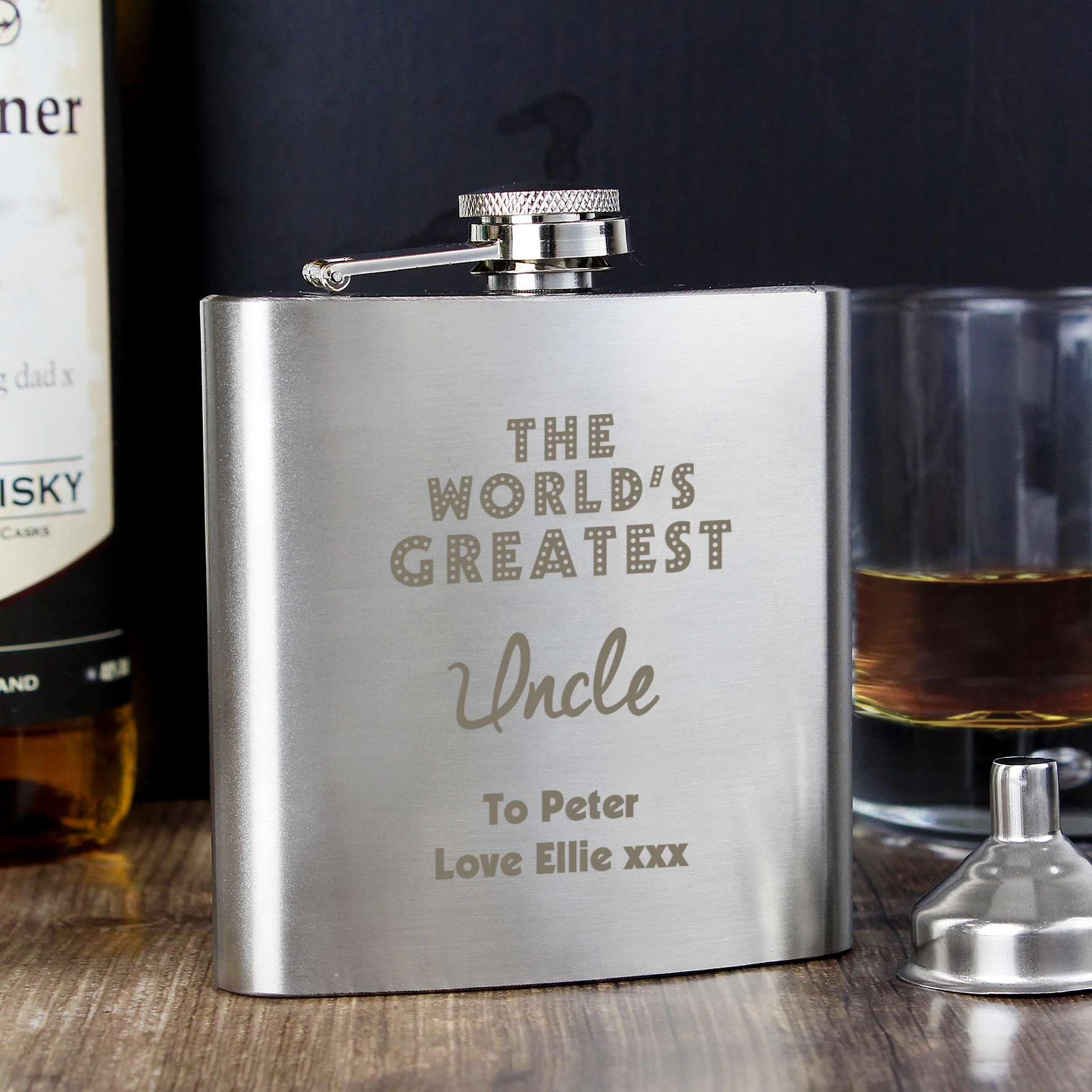 Personalised 'The World's Greatest' Hip Flask - Image 4