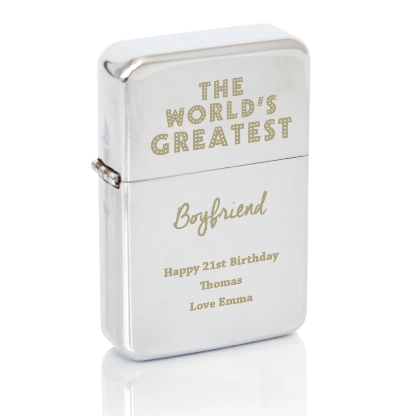 Personalised 'The World's Greatest' Silver Lighter - Image 2