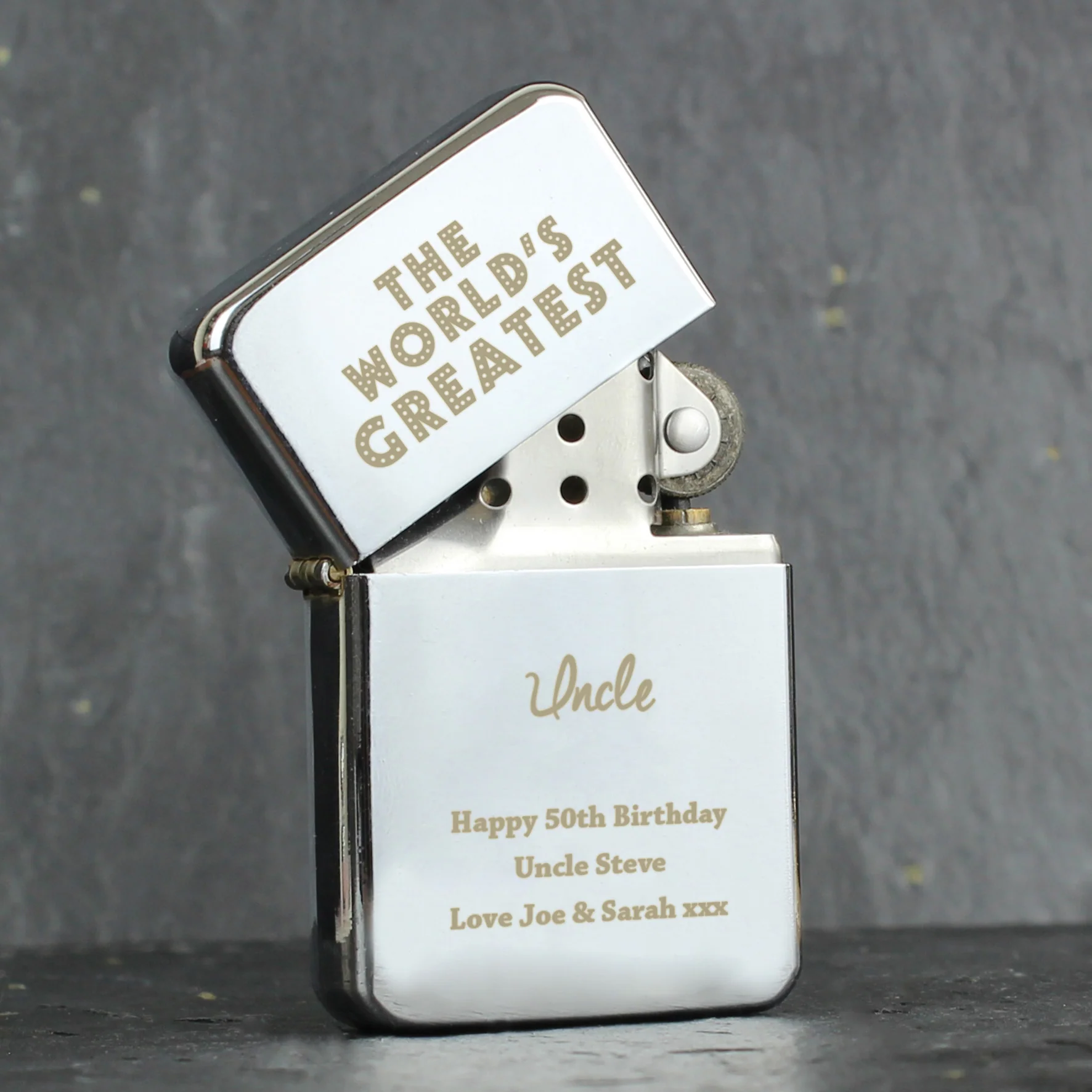 Personalised 'The World's Greatest' Silver Lighter - Image 4