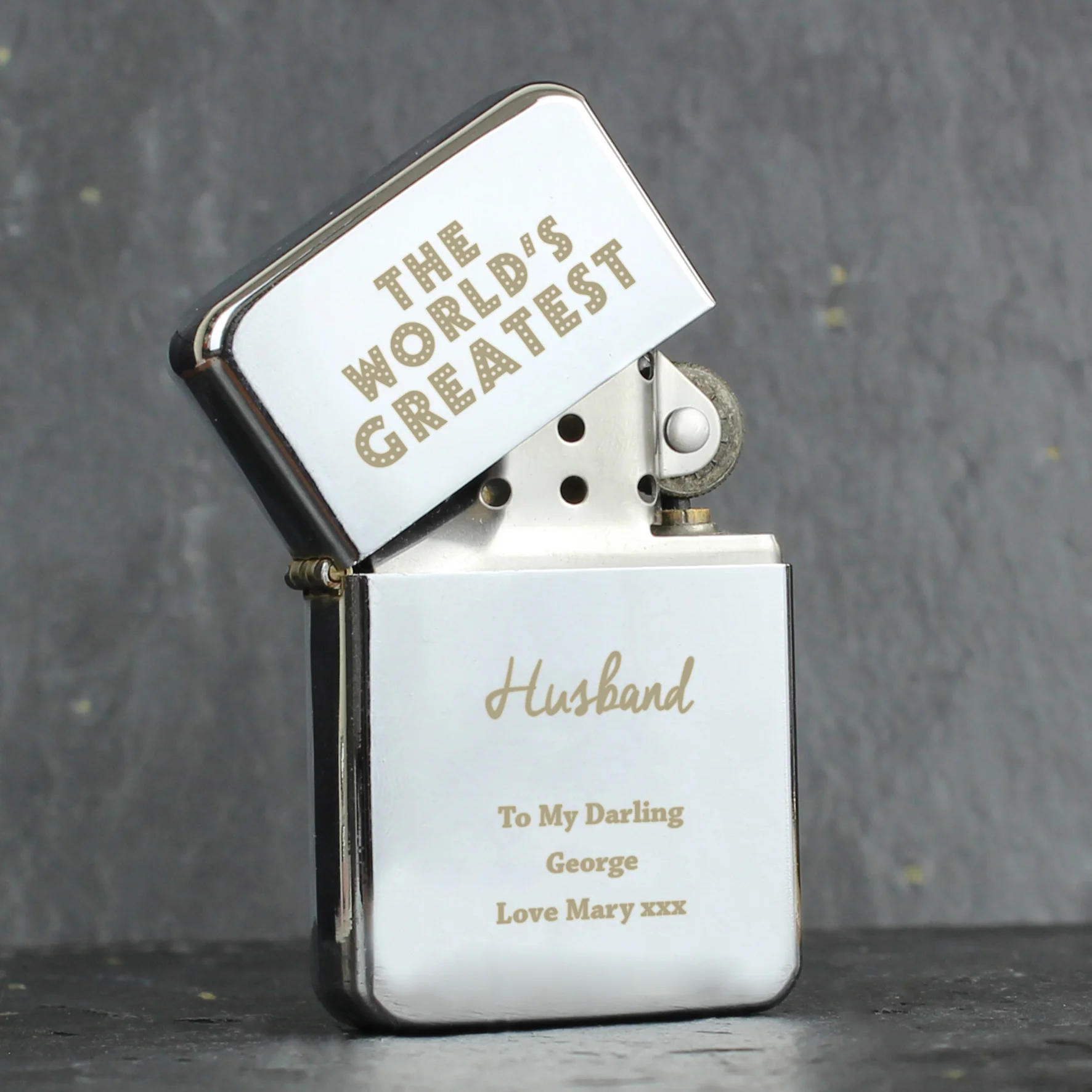 Personalised 'The World's Greatest' Silver Lighter - Image 5