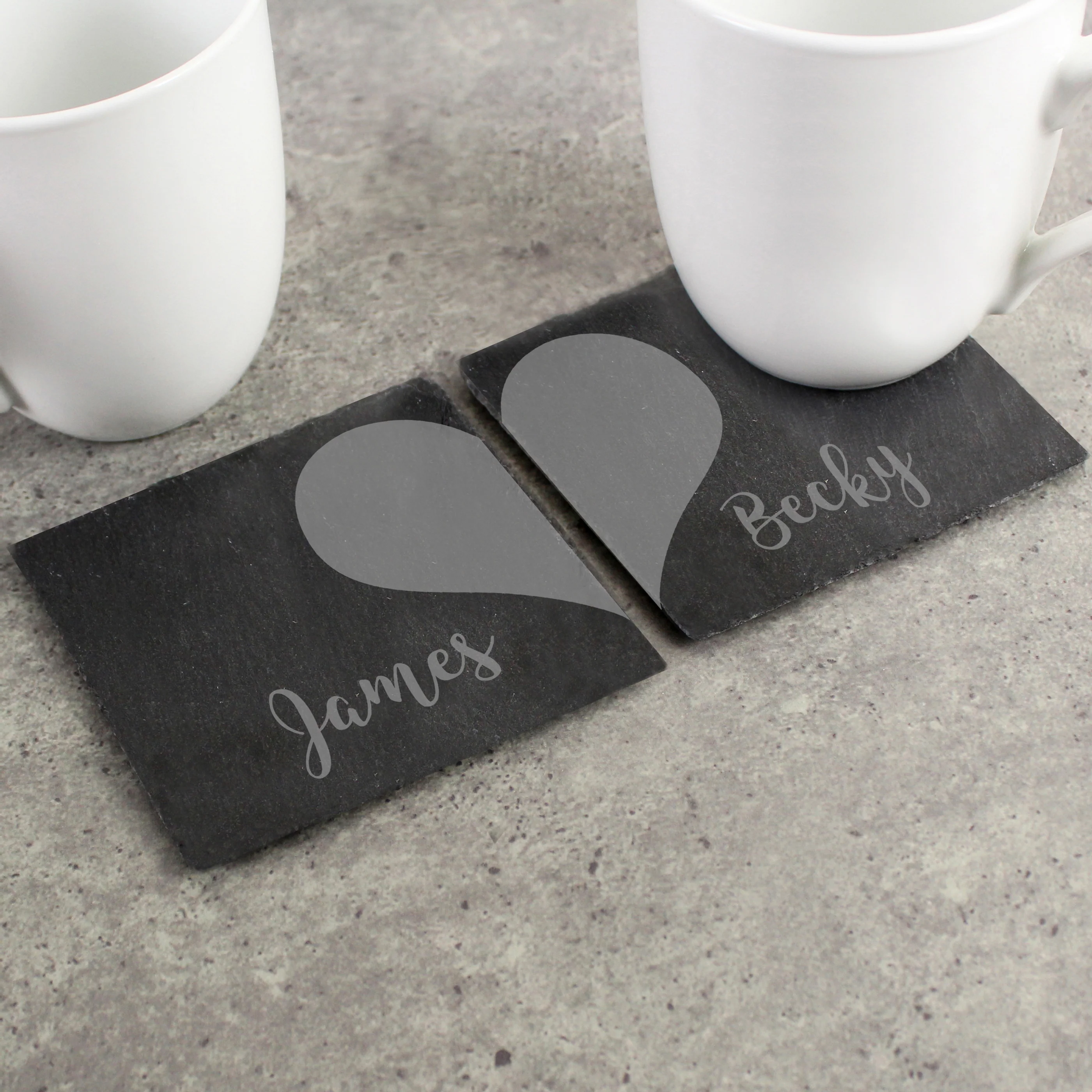 Personalised Two Hearts Slate Coaster Set - Image 4