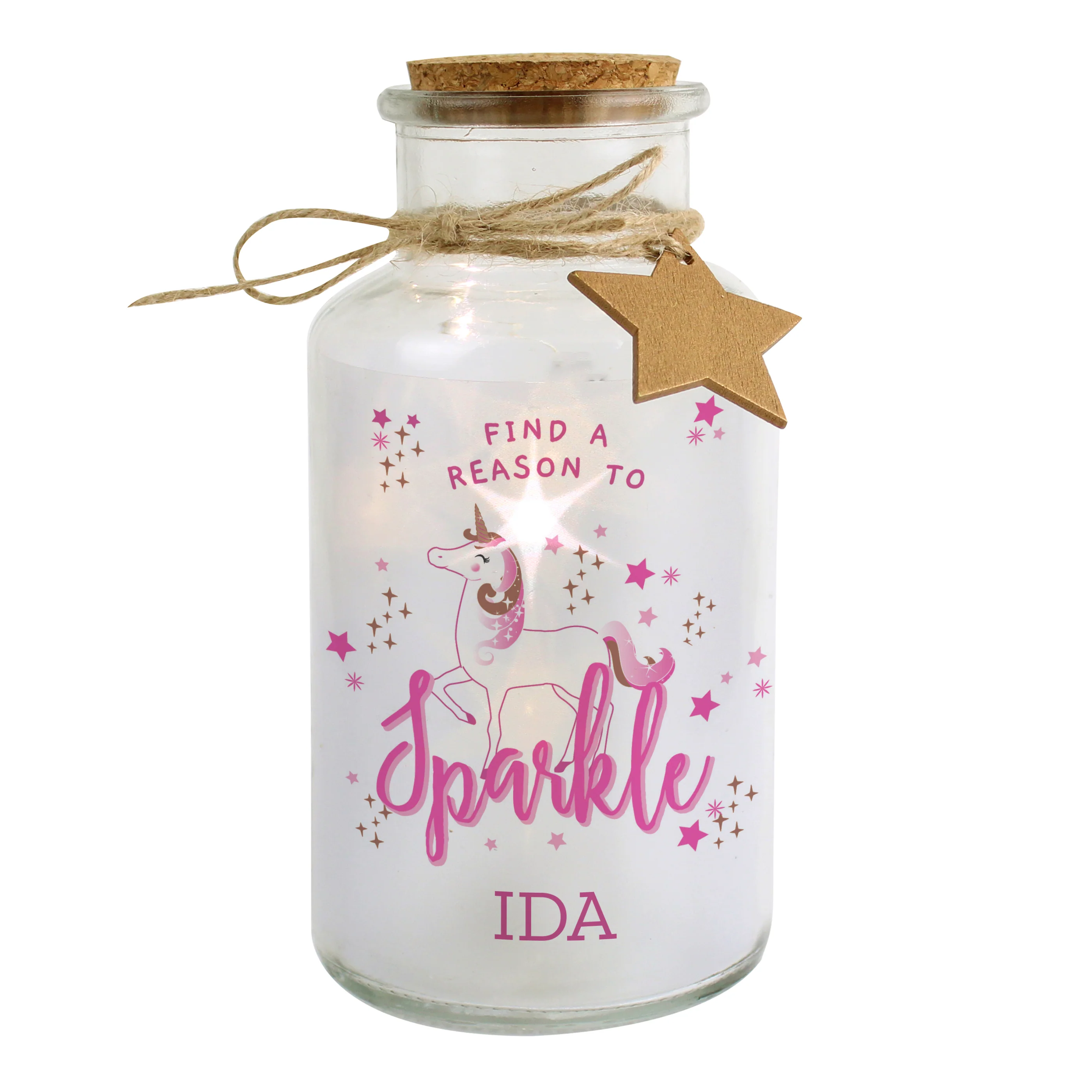 Personalised Unicorn LED Glass Jar - Image 3