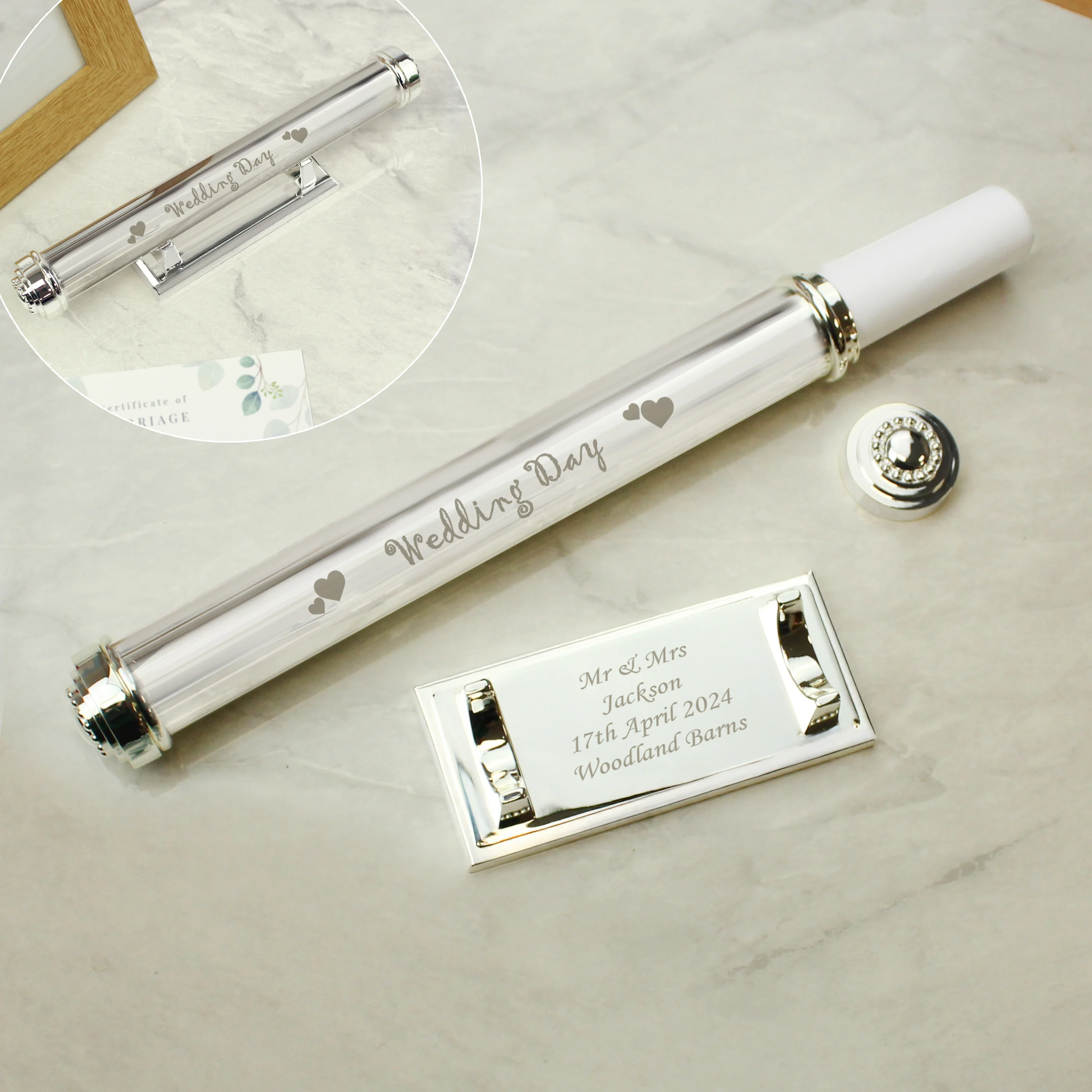 Personalised Wedding Day Silver Plated Certificate Holder - Image 5